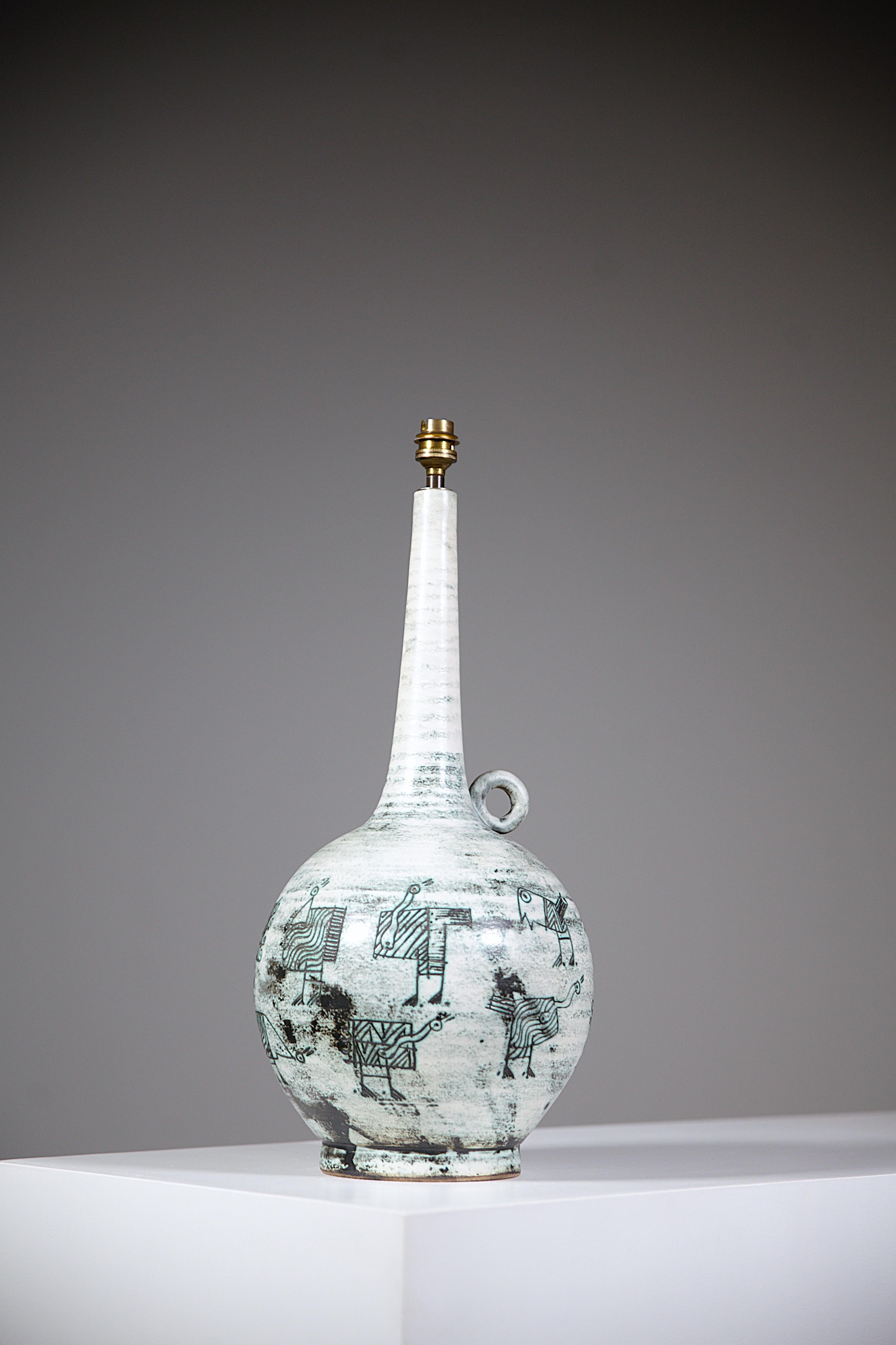 Smaltato Un'impressionante lampada in ceramica di Jacques Blin Francia degli anni '60 in vendita