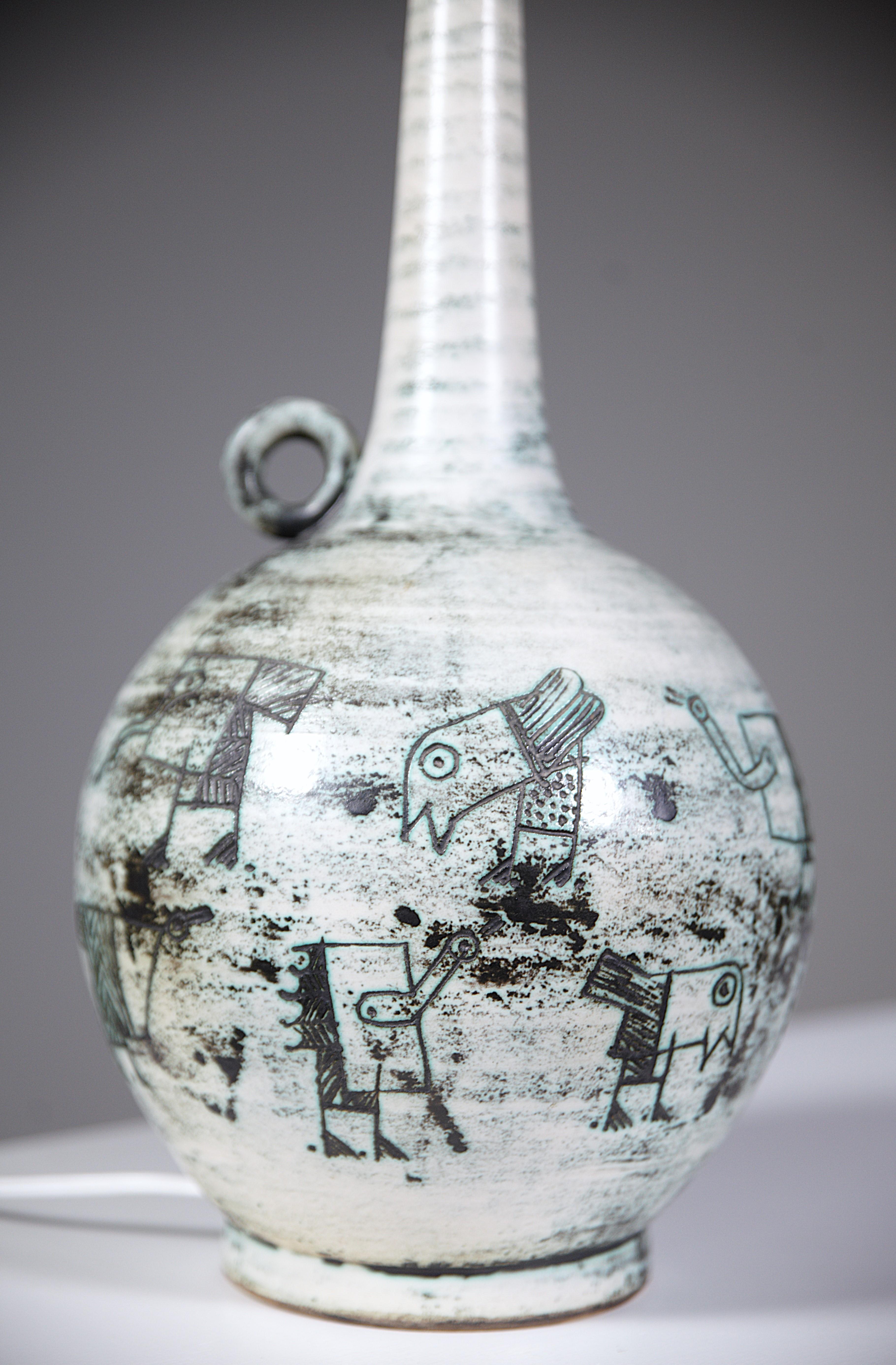 Ceramica Un'impressionante lampada in ceramica di Jacques Blin Francia degli anni '60 in vendita