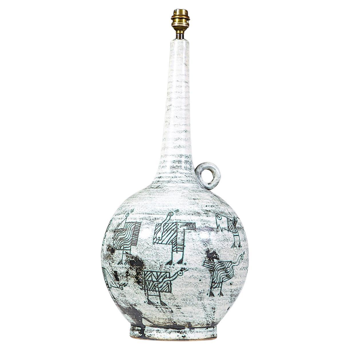 An Impressive Ceramic Lamp y Jacques Blin France 1960s