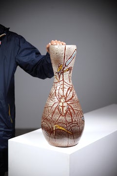 Eine beeindruckende Keramikvase von Les Potiers D' Accolay Frankreich 1960er Jahre