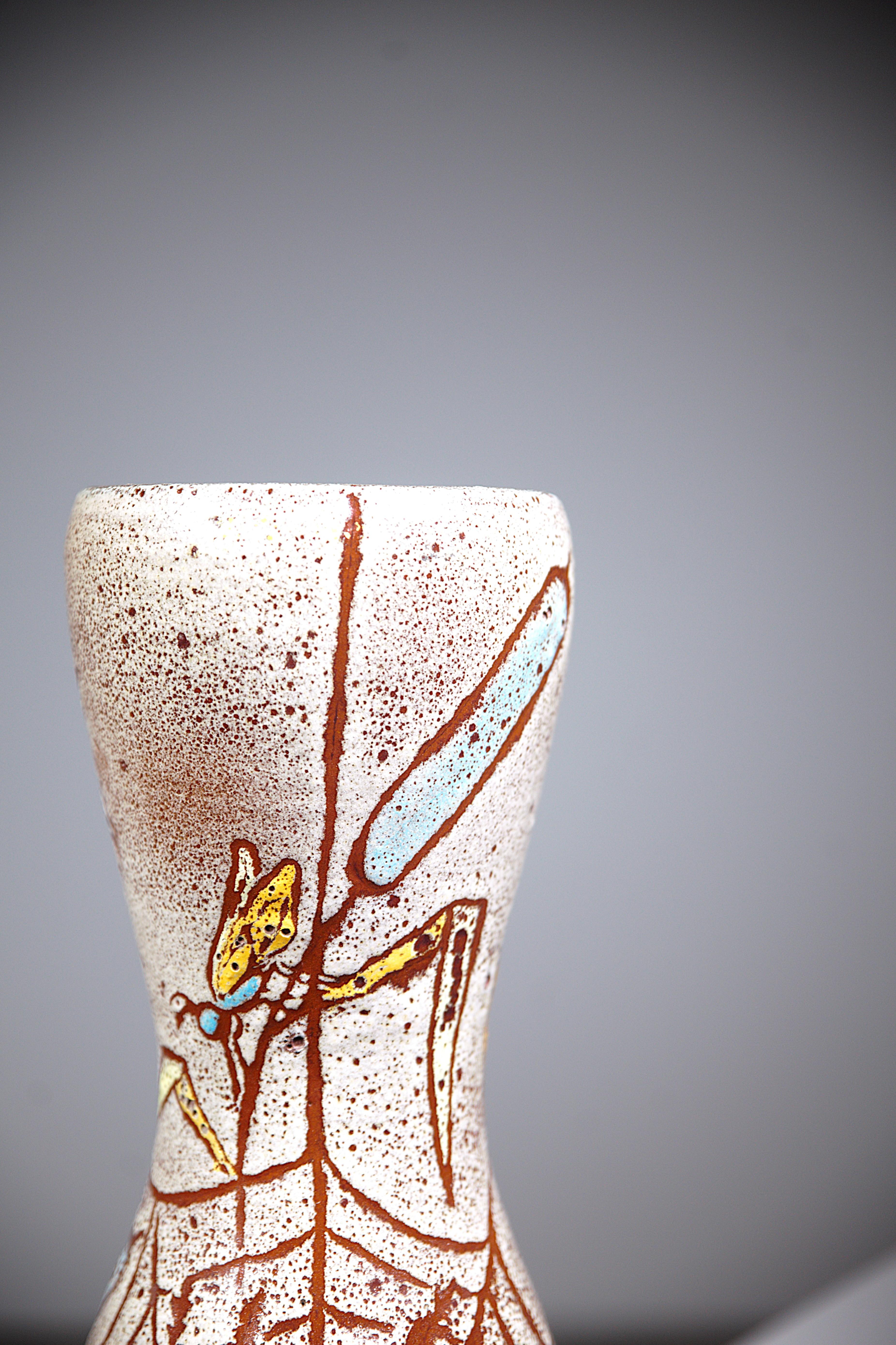 An Impressive Ceramic Vase by Les Potiers D' Accolay France 1960's Esmaltado en venta