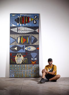 An Impressive Ceramic Wall Decoration by Roger Capron Vallauris France 1950's