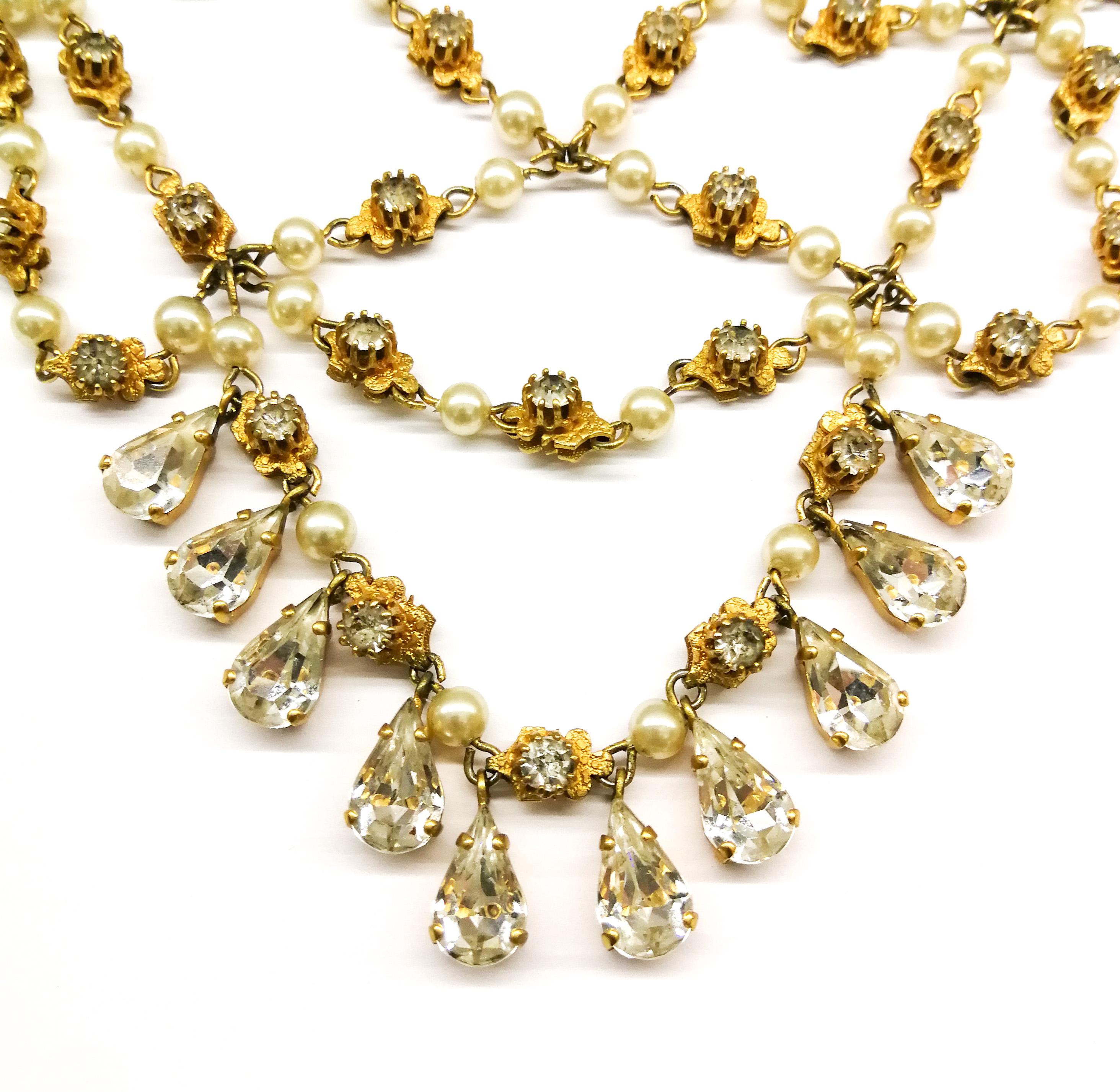 An impressive 'festoon' necklace and matching earrings, Christian Dior, c. 1954. In Good Condition In Greyabbey, County Down