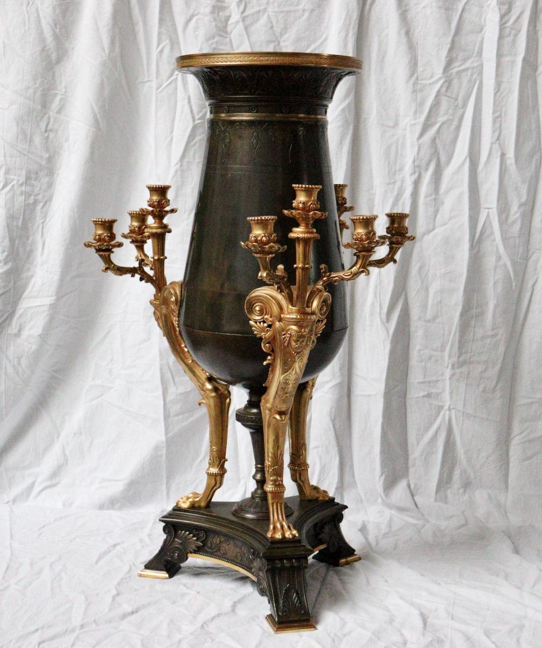 Napoleon III Impressive French 19th Century Neo-Greek Style Bronze Nine-Lights Centerpiece For Sale