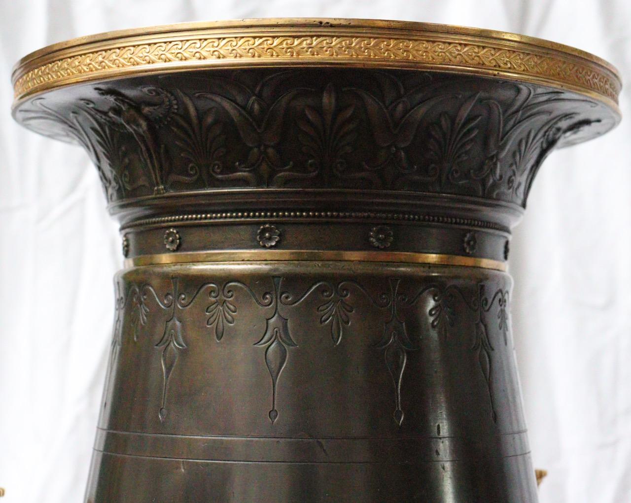 Engraved Impressive French 19th Century Neo-Greek Style Bronze Nine-Lights Centerpiece For Sale