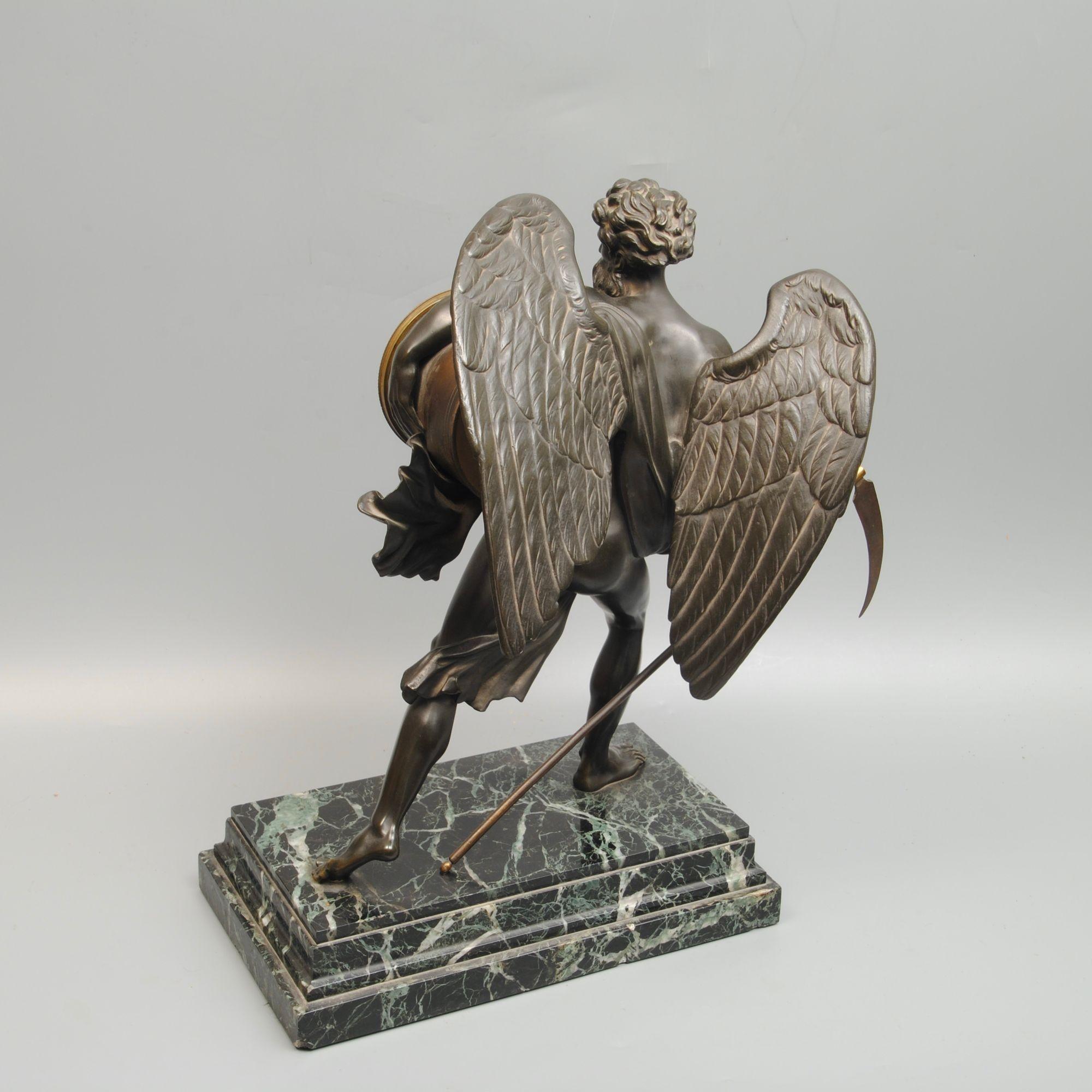 19th Century An Impressive French Bronze of Chronos Holding a Clock Under His Arm For Sale