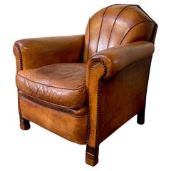 Antique An Impressive French Leather Club Chair Art Deco Model C1930’s