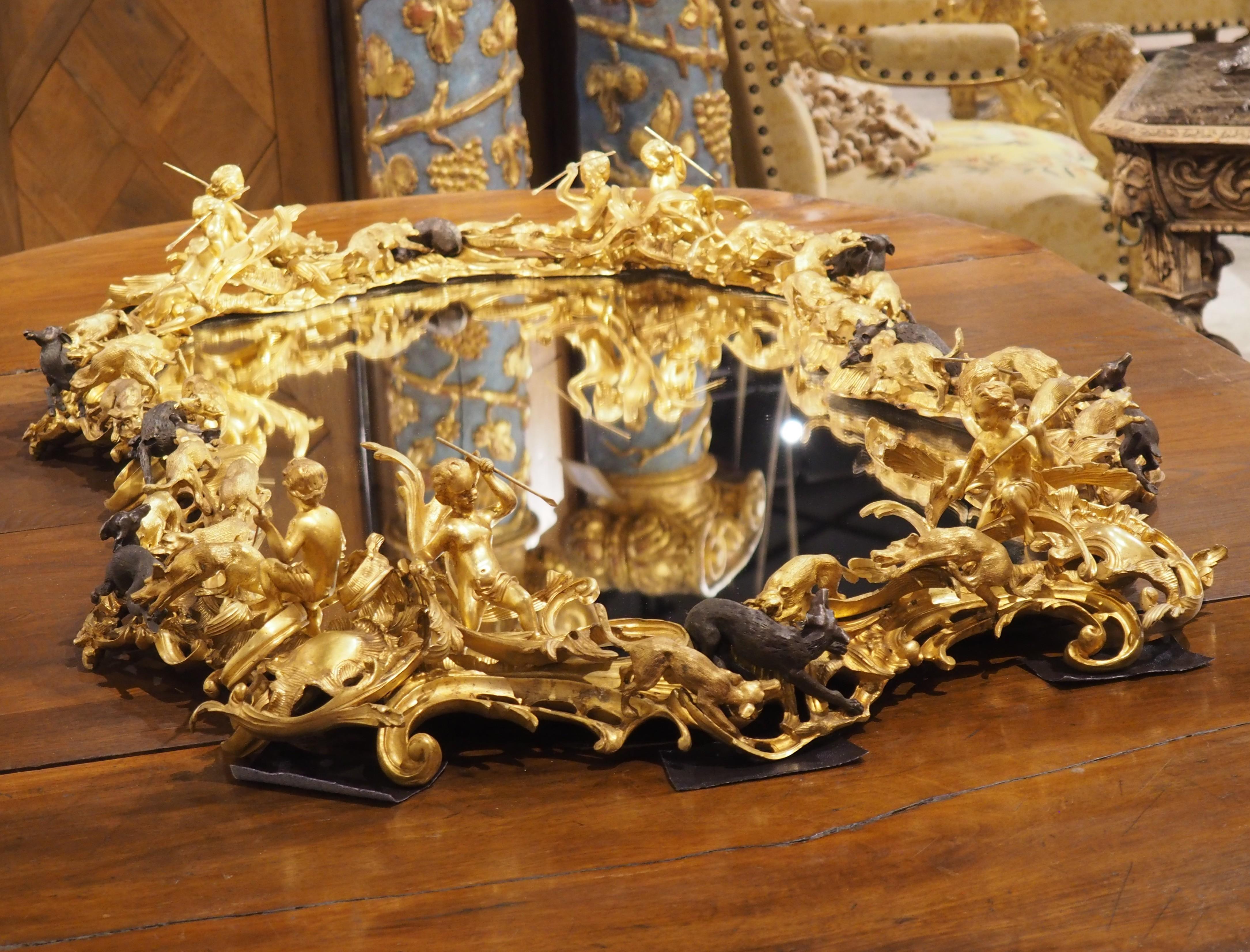 Surtout de table are ornamental French trays, designed to be placed on a dining table as a centerpiece for formal occasions. Our Napoleon III-style surtout de table, which dates to circa 1900, would make an impressive addition to any dining