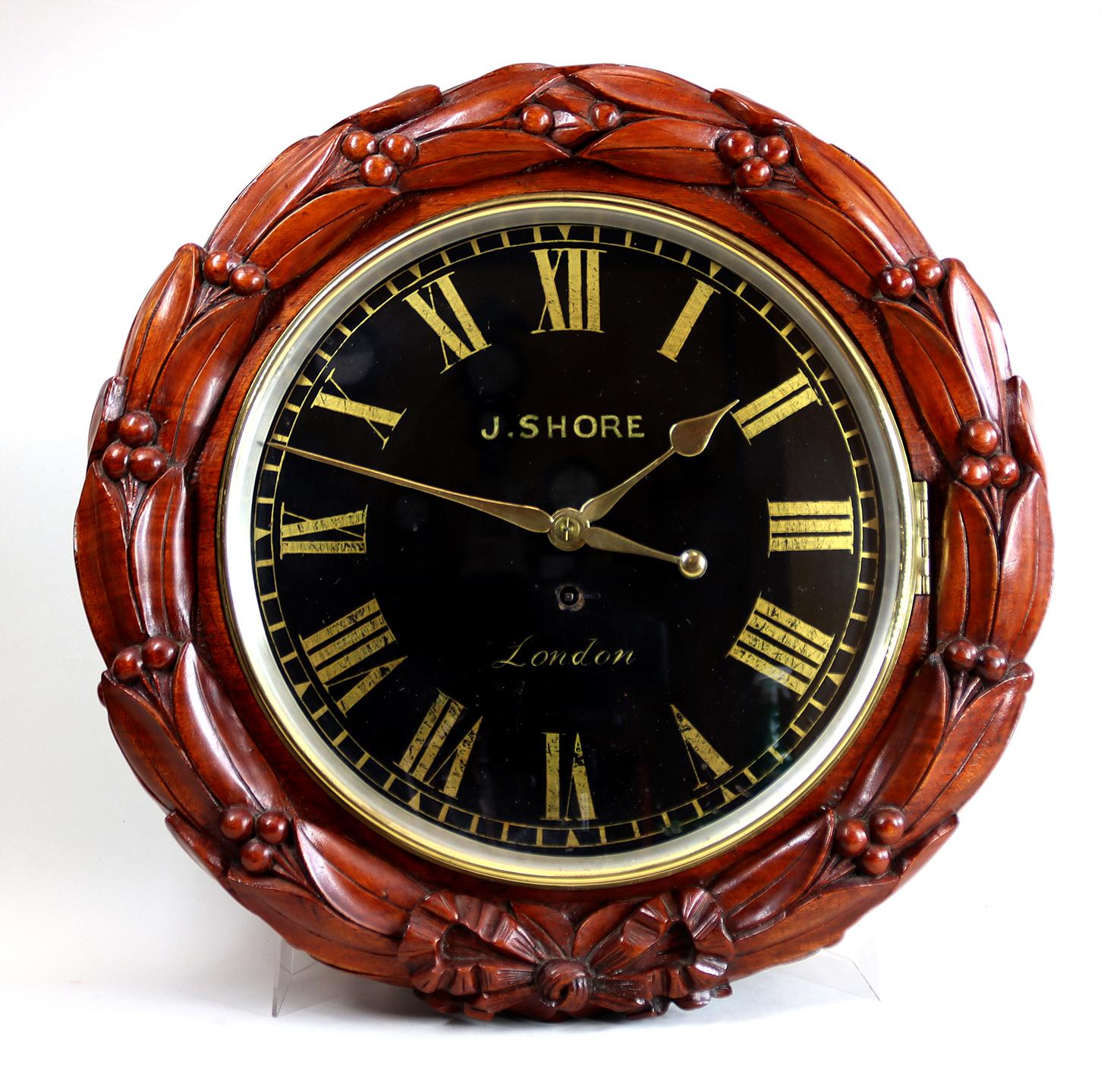 English An Impressive Fusee Dial Clock By Shore, London For Sale