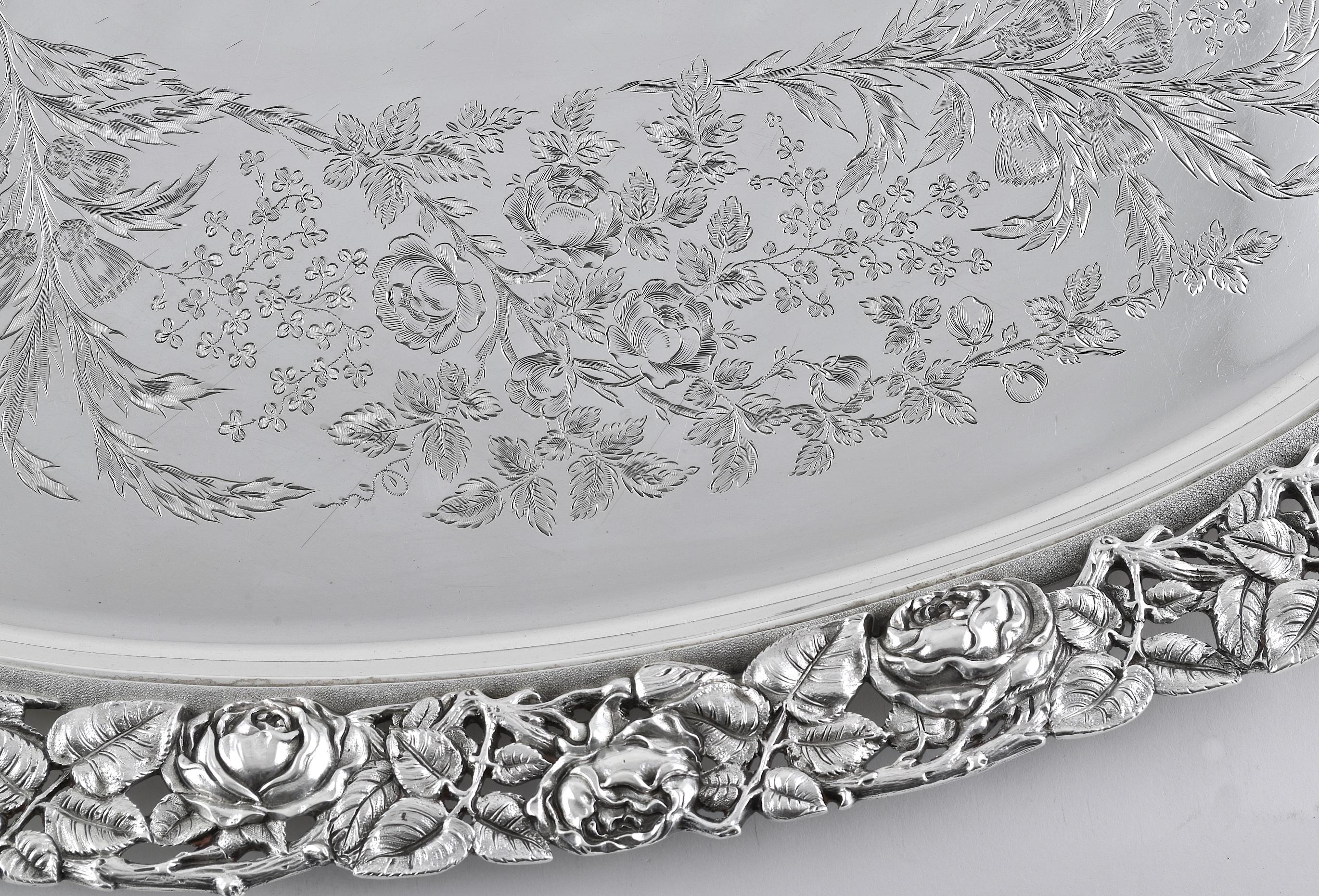 Romantic An Impressive & heavy quality sterling silver tray