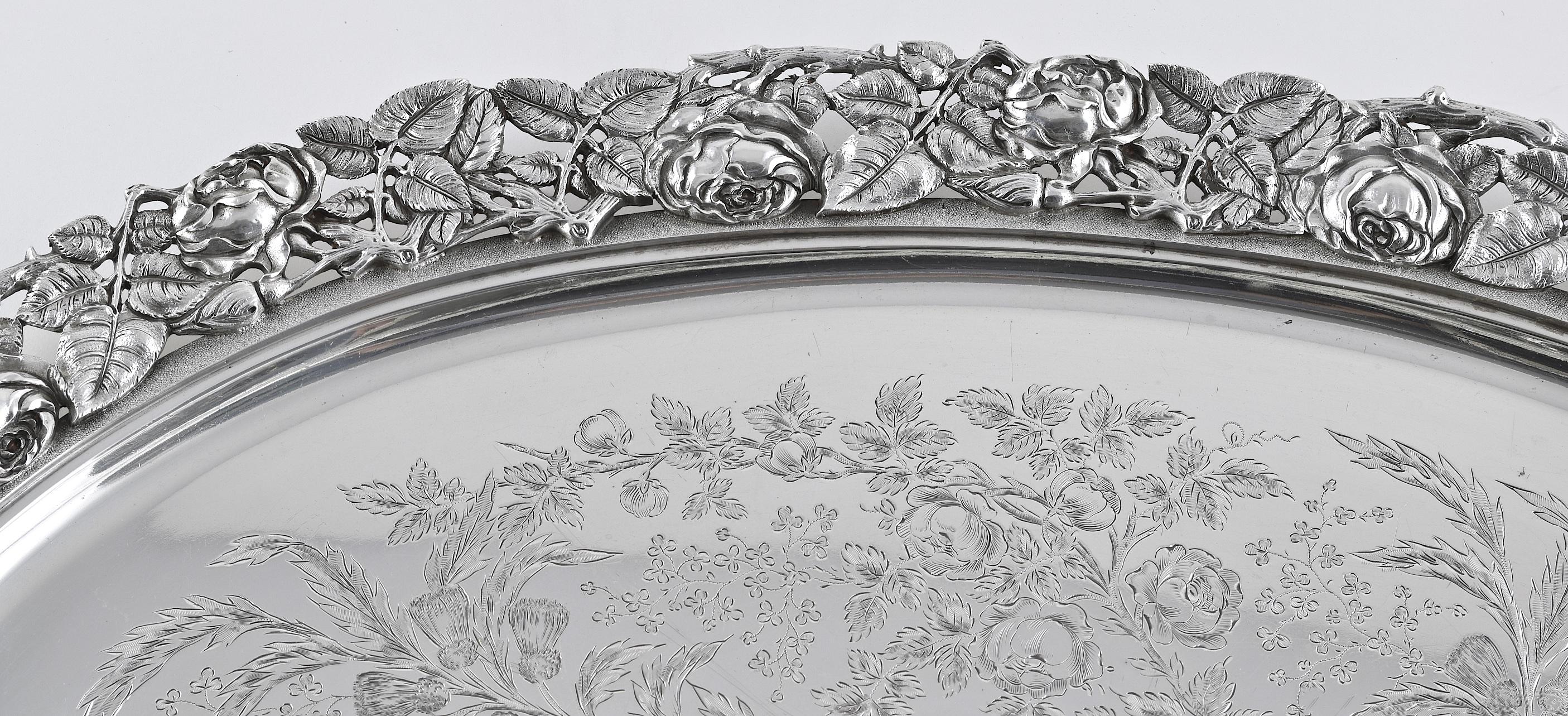 Cast An Impressive & heavy quality sterling silver tray For Sale