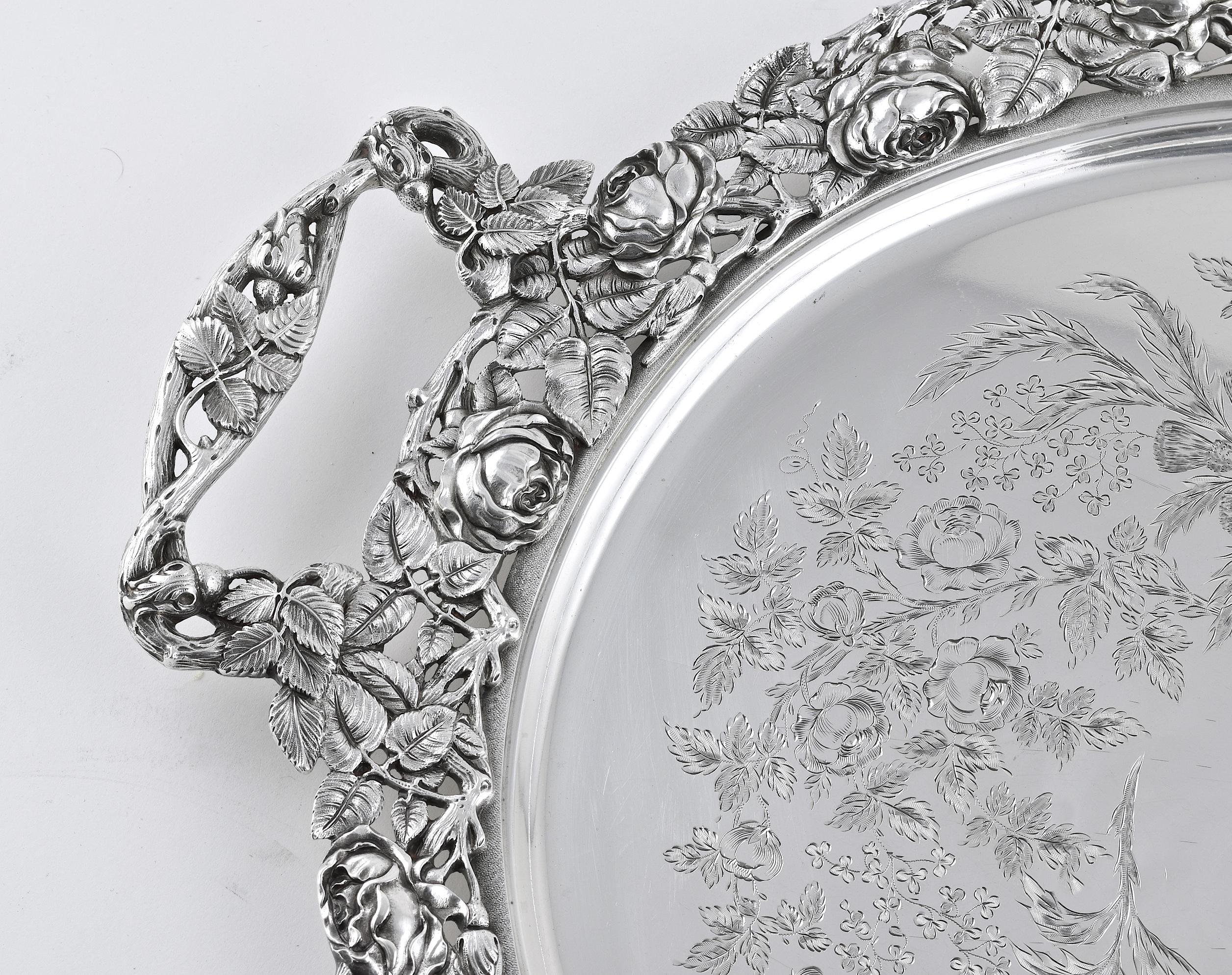 Early 20th Century An Impressive & heavy quality sterling silver tray For Sale