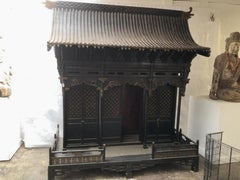 An Impressive Large Chinese Black Lacquered Wood Temple, Late 19th Century