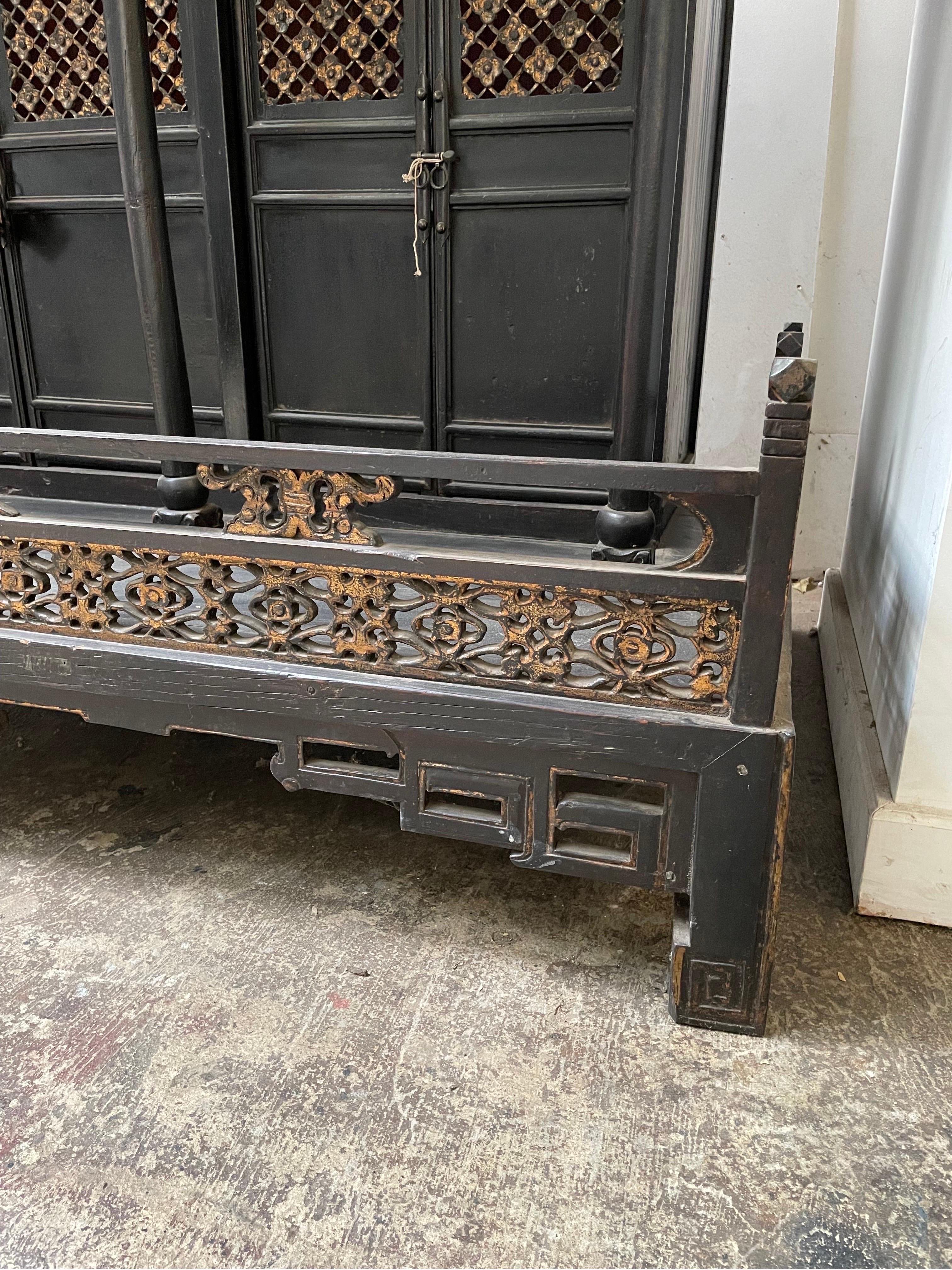 An Impressive Large Chinese Black Lacquered Wood Temple, Late 19th Century For Sale 1