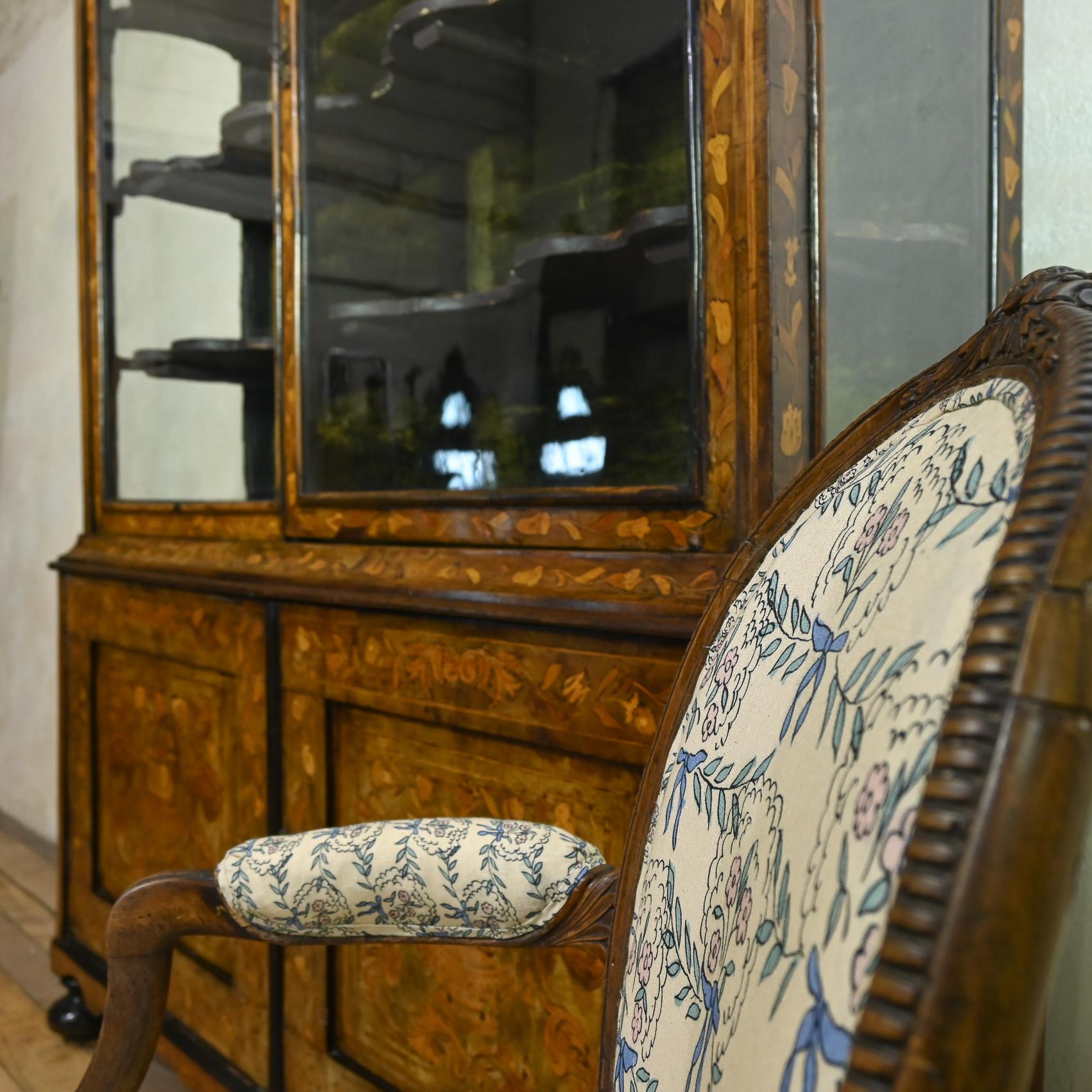 18th Century and Earlier An impressive Late 18th Century Dutch Marquetry Inlaid Vitrine Cabinet