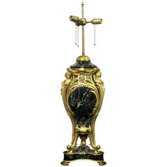 Impressive Late 19th Century Gilt Bronze Mounted Three-Light Marble Lamp