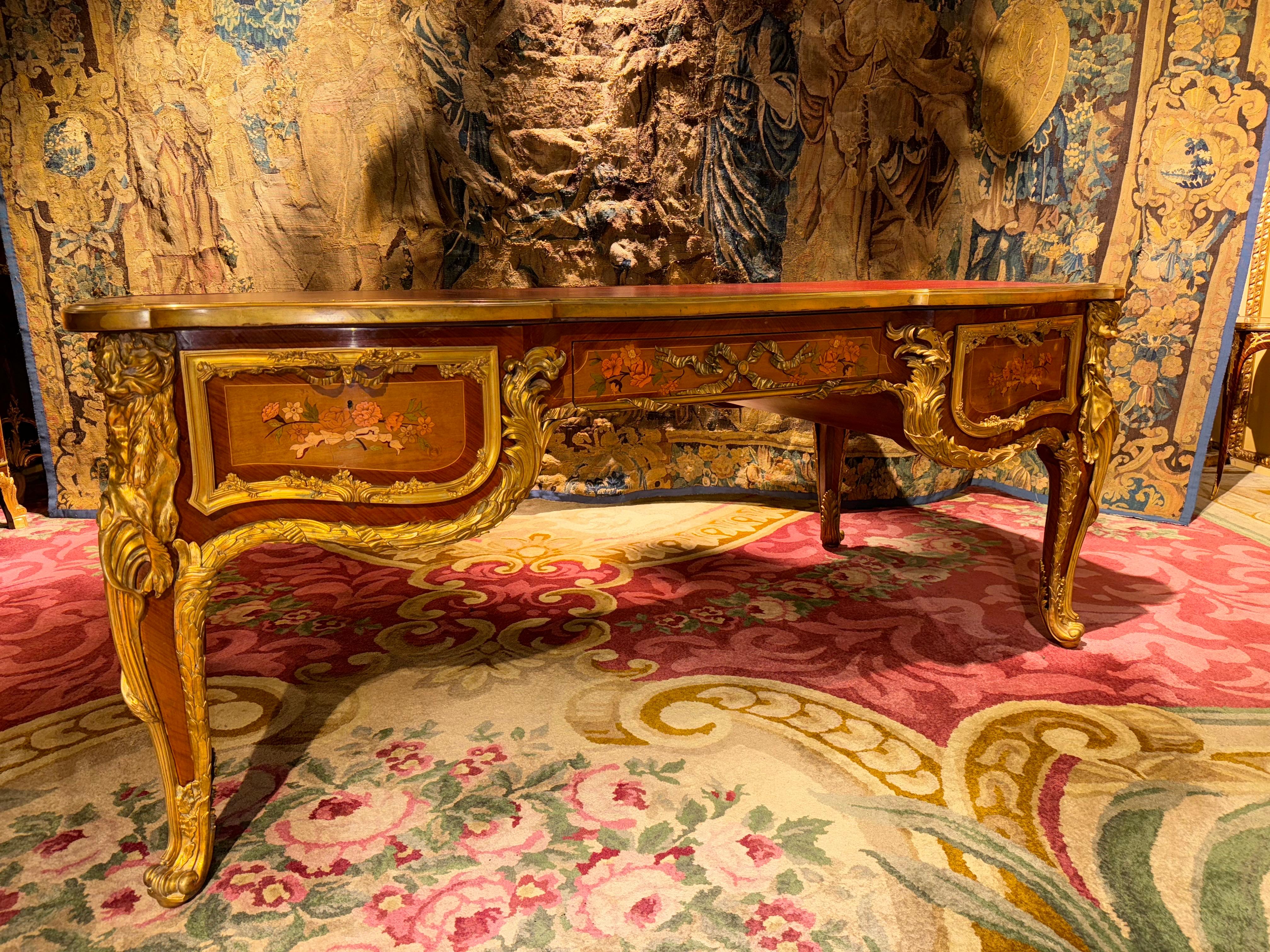 French Impressive Louis XV Style Bureau Plat/Writing Desk, after Riesener & J.Oeben For Sale