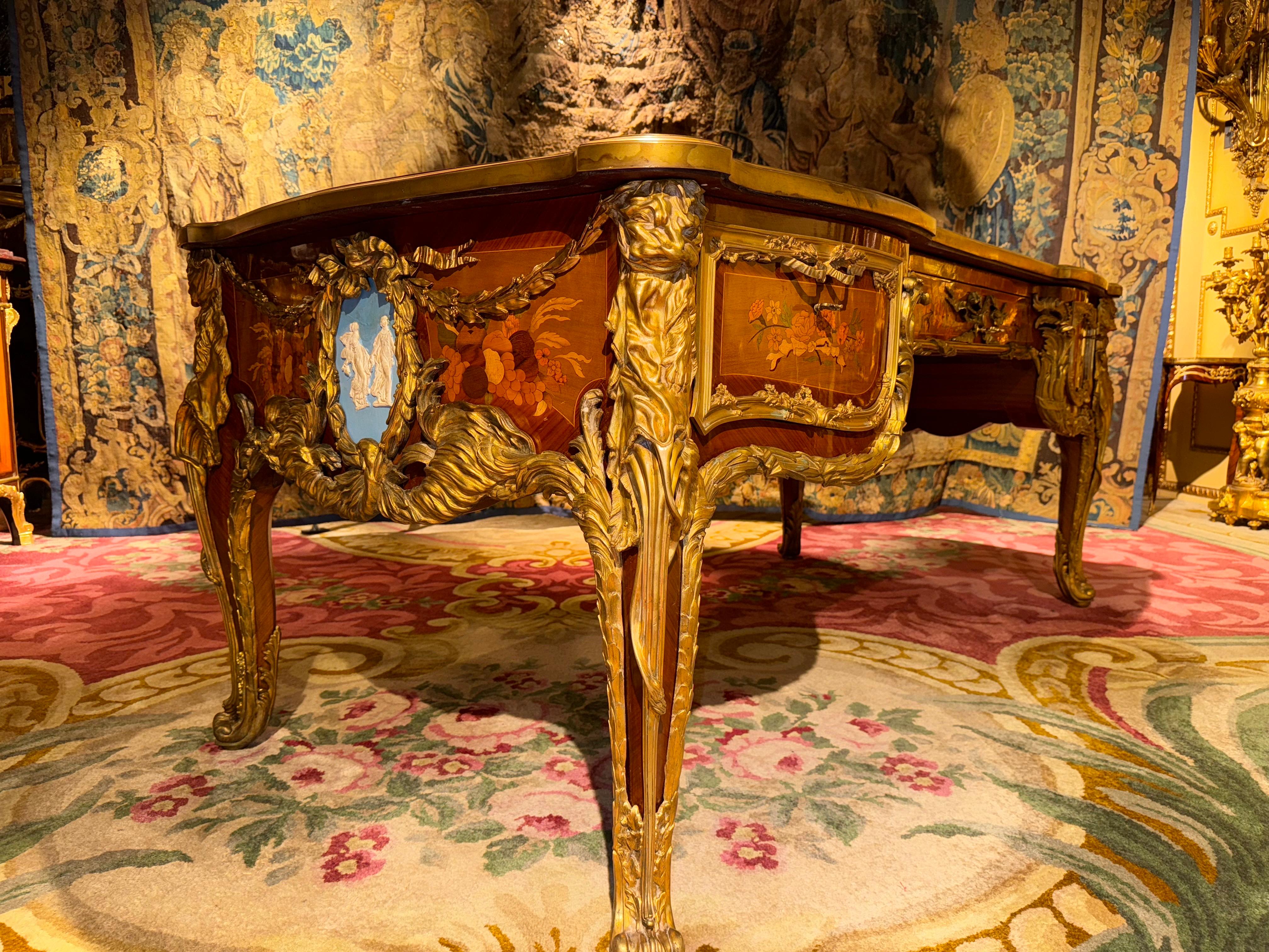 20th Century Impressive Louis XV Style Bureau Plat/Writing Desk, after Riesener & J.Oeben For Sale