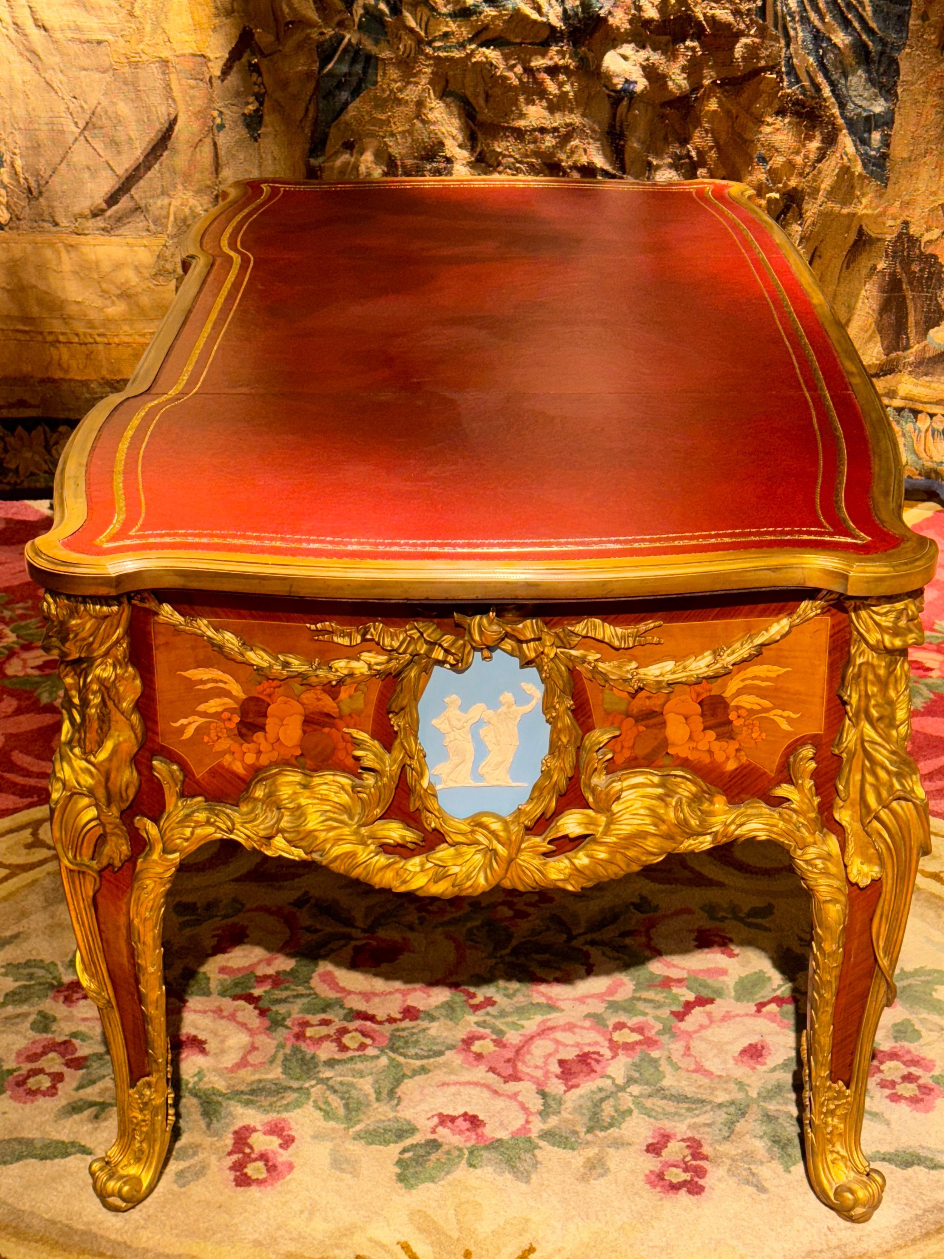 Bronze Impressive Louis XV Style Bureau Plat/Writing Desk, after Riesener & J.Oeben For Sale