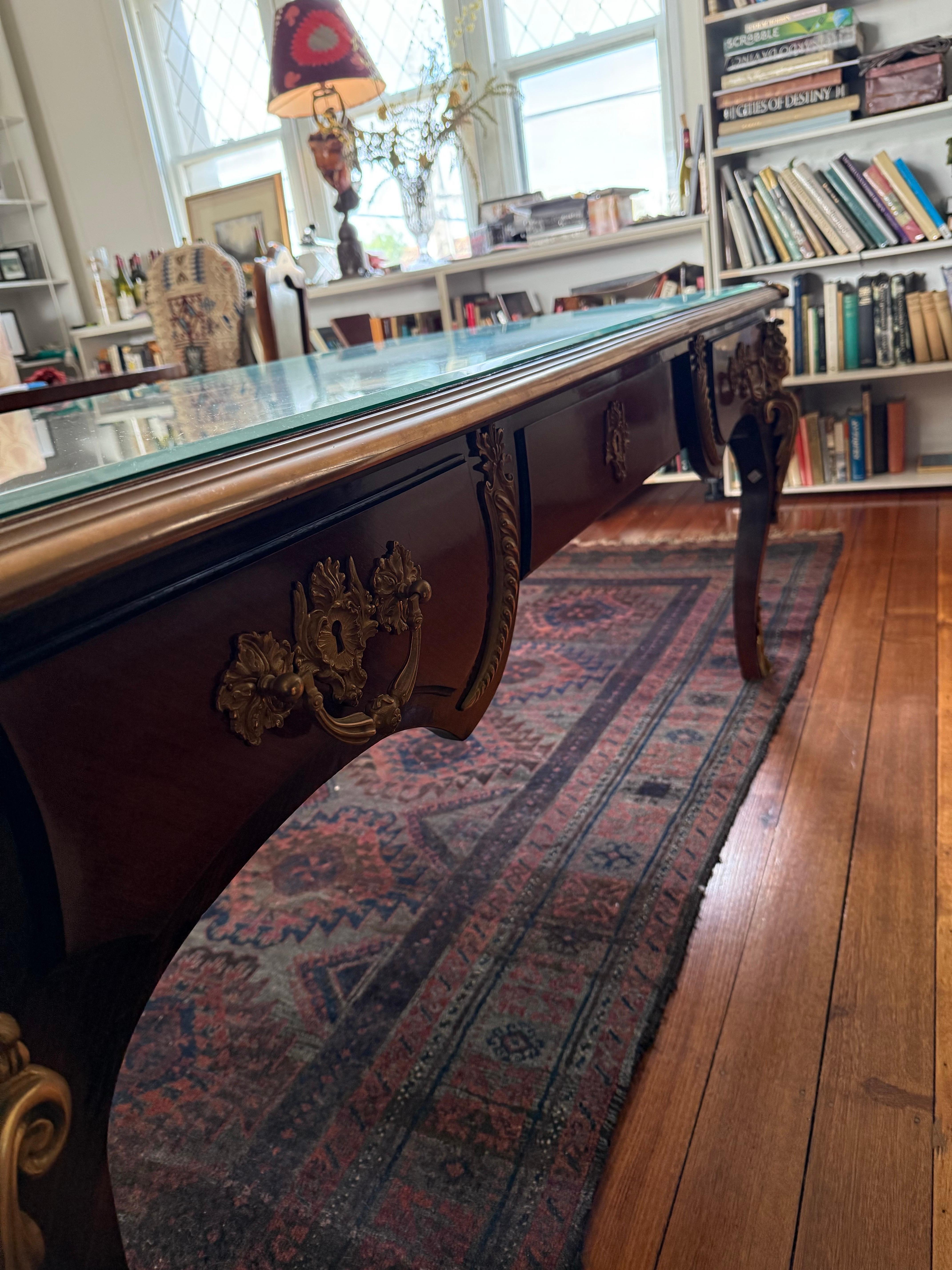 An Impressive Louis XV Style Gilt Bronze Mounted Bureau Plat, 19th/20th Century For Sale 6