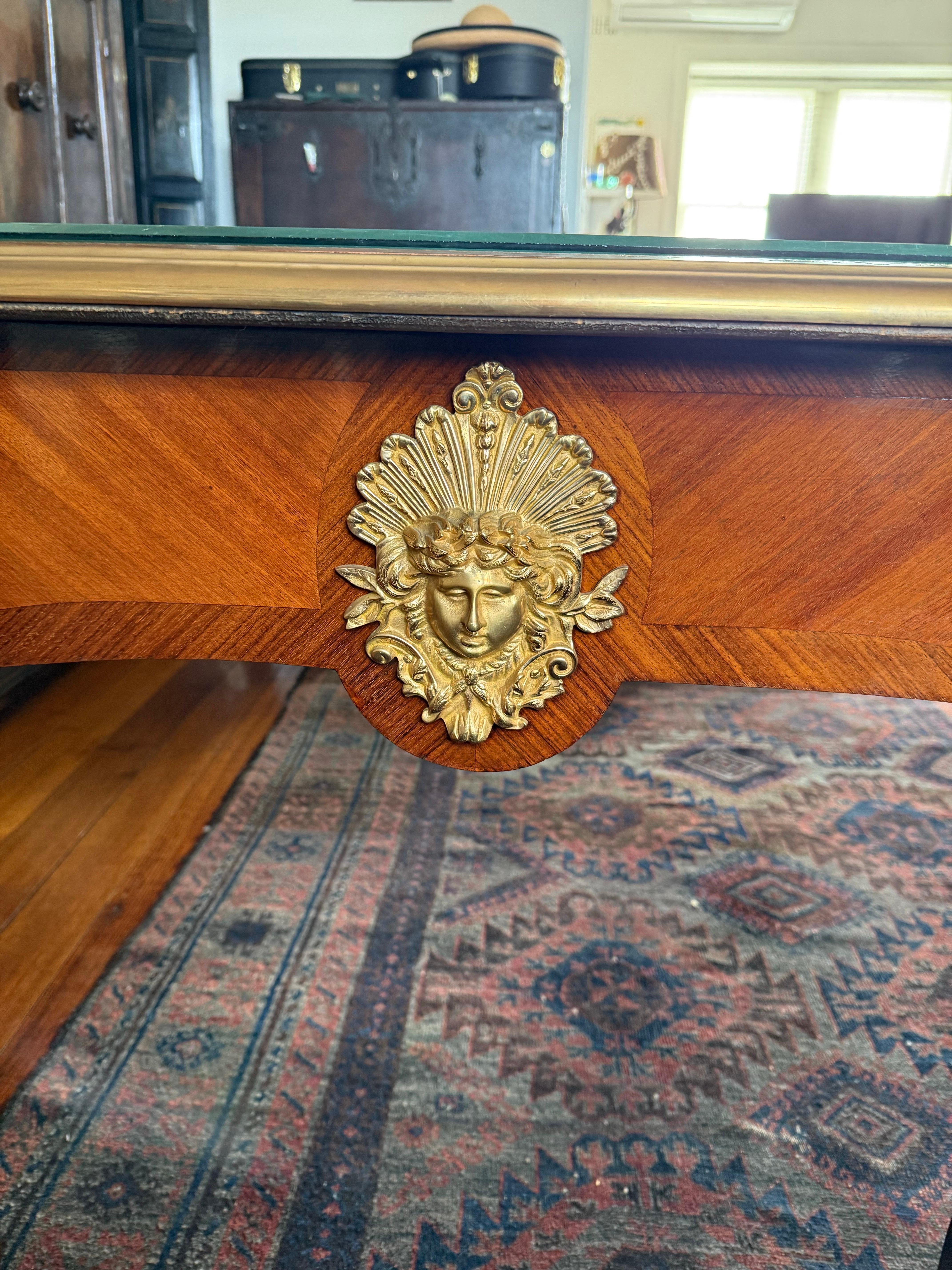 An Impressive Louis XV Style Gilt Bronze Mounted Bureau Plat, 19th/20th Century For Sale 7