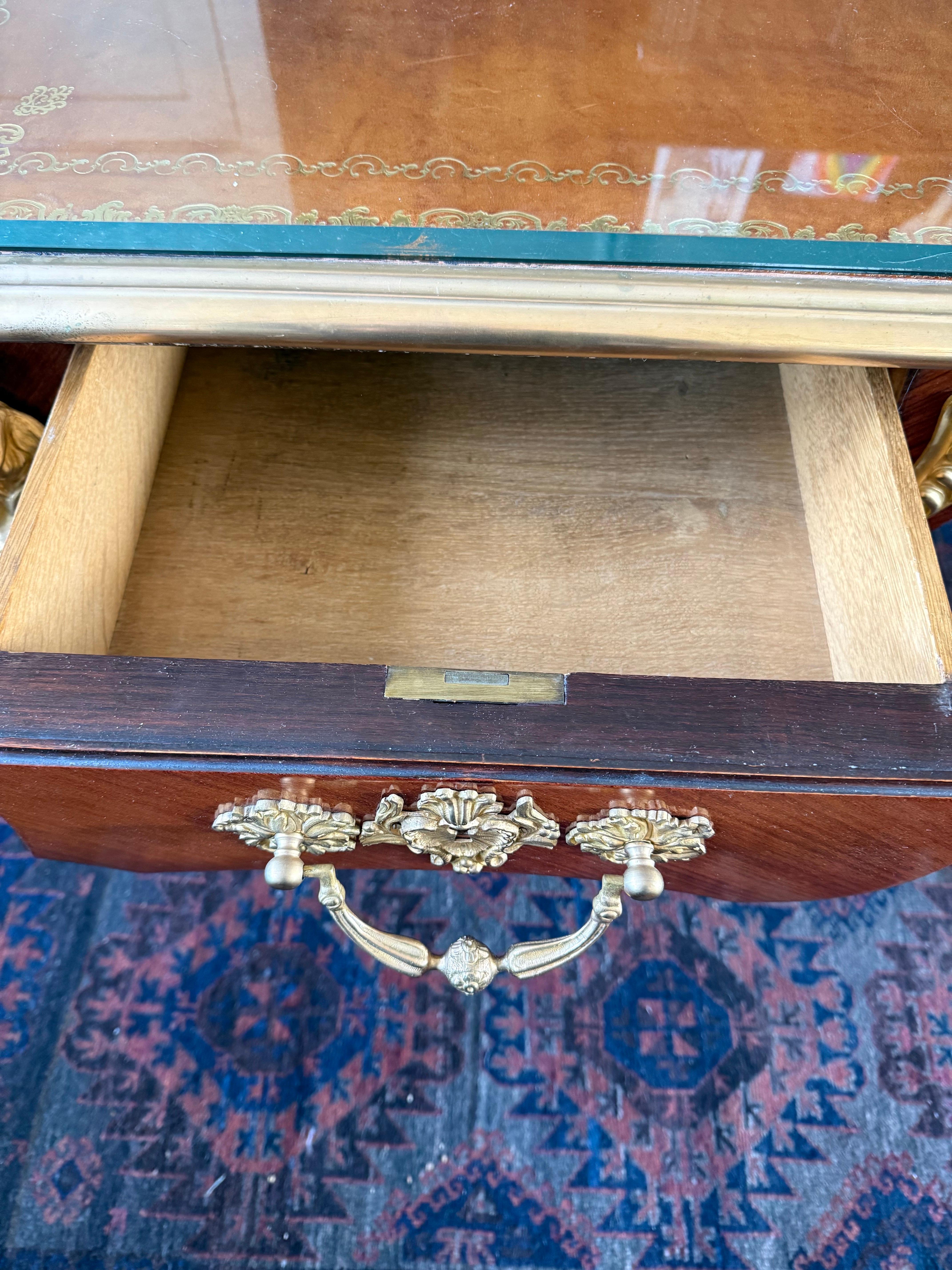 An Impressive Louis XV Style Gilt Bronze Mounted Bureau Plat, 19th/20th Century For Sale 8