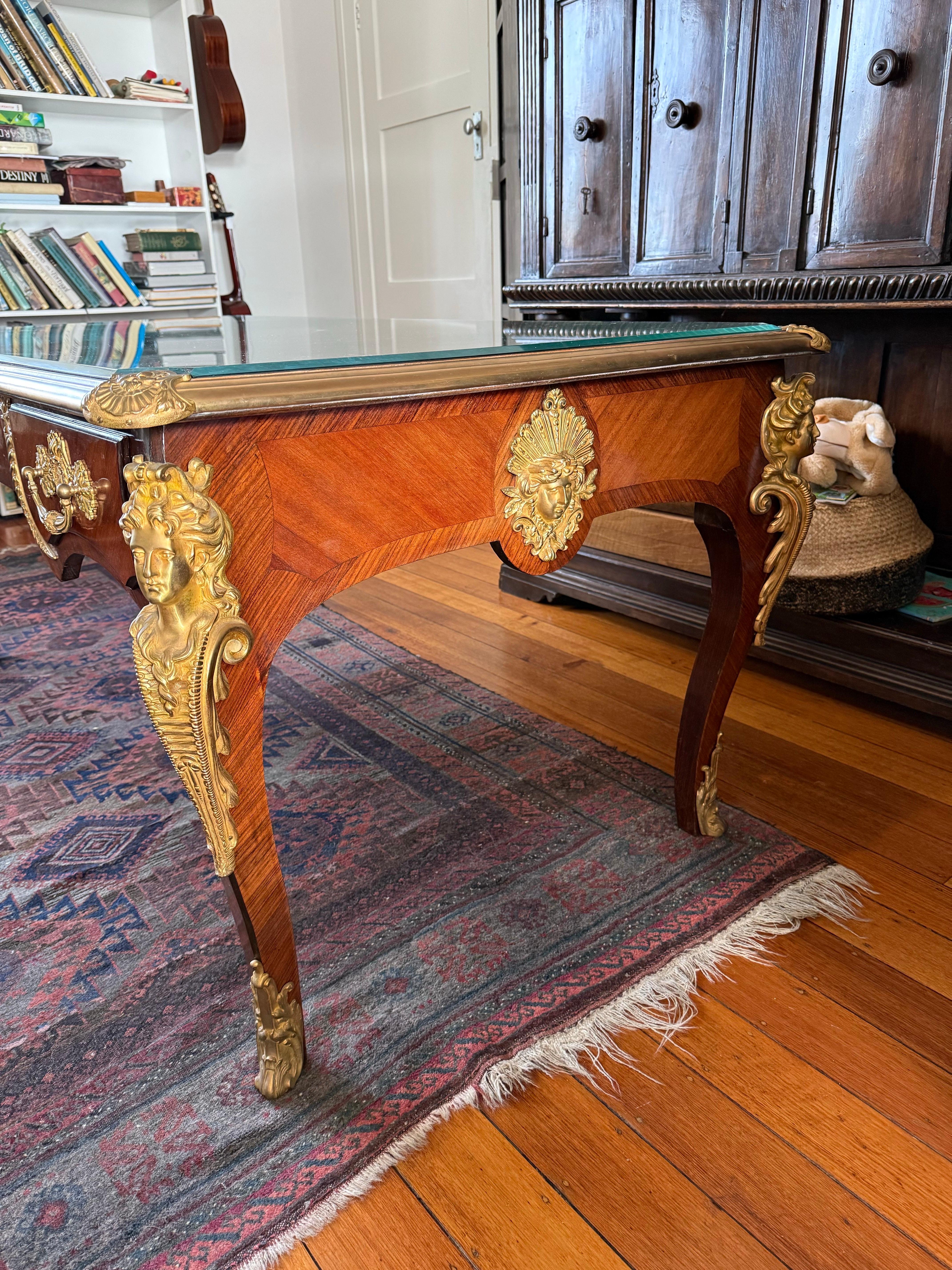 An Impressive Louis XV Style Gilt Bronze Mounted Bureau Plat, 19th/20th Century For Sale 1