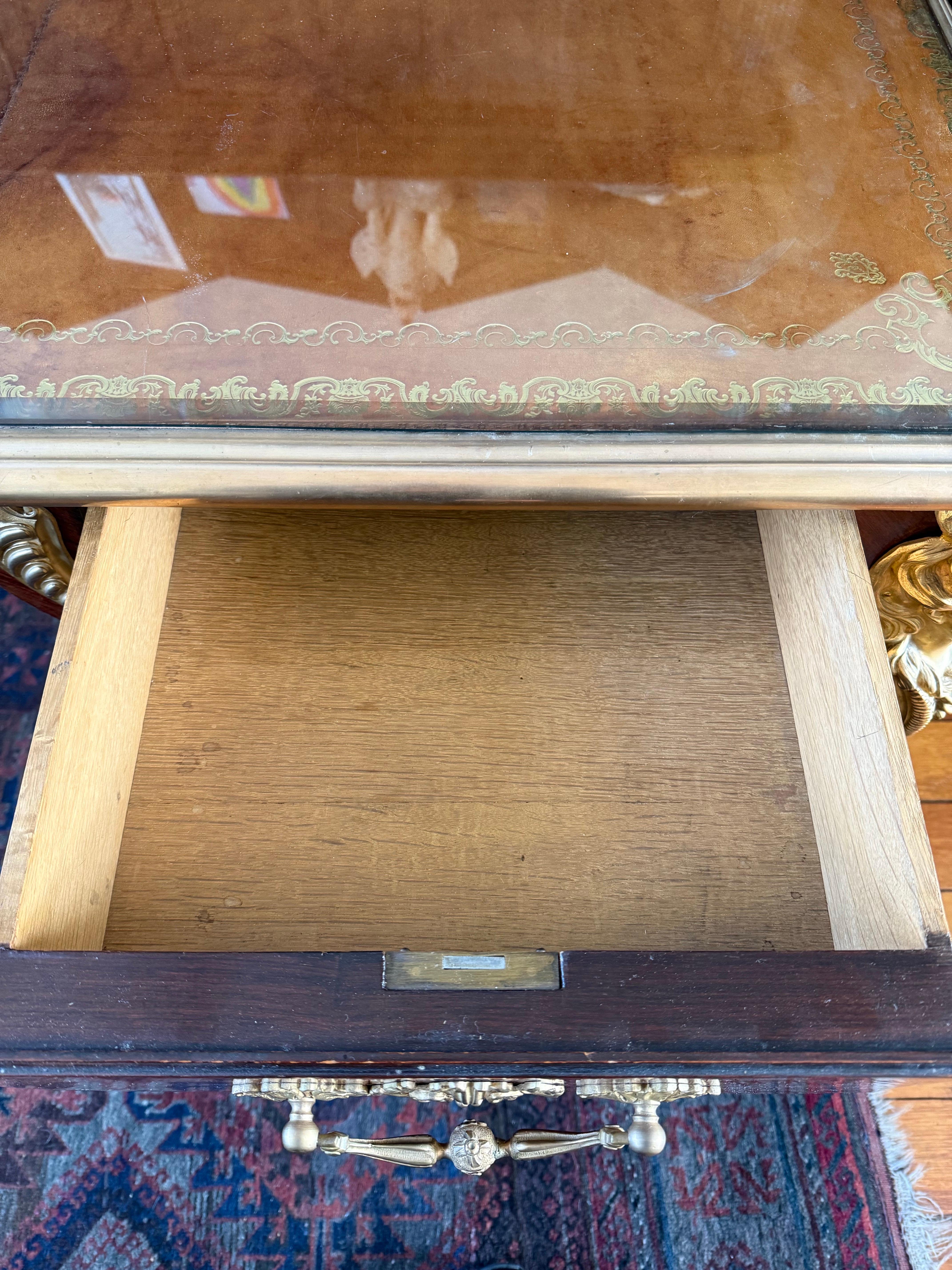 An Impressive Louis XV Style Gilt Bronze Mounted Bureau Plat, 19th/20th Century For Sale 4