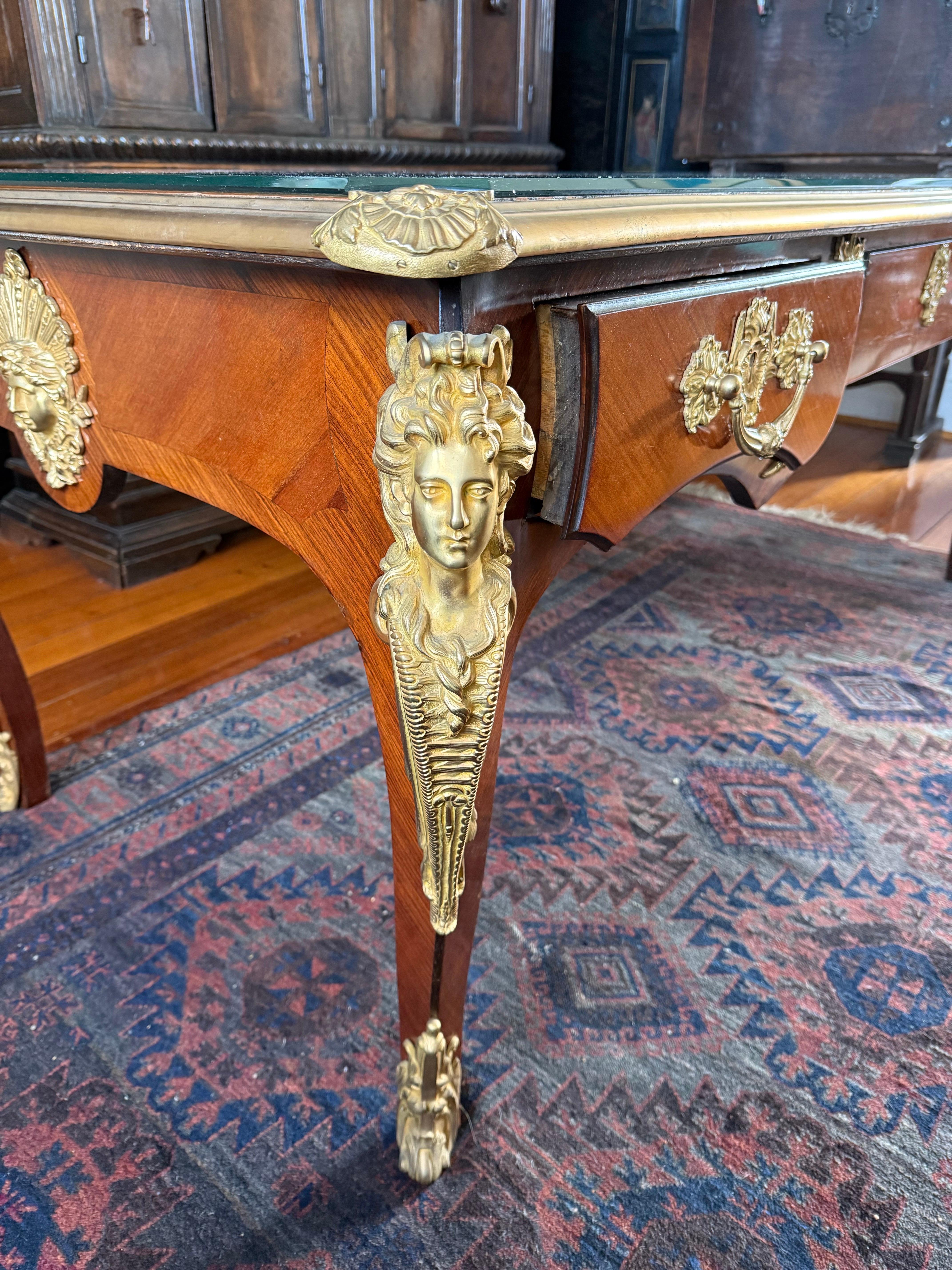 An Impressive Louis XV Style Gilt Bronze Mounted Bureau Plat, 19th/20th Century For Sale 5