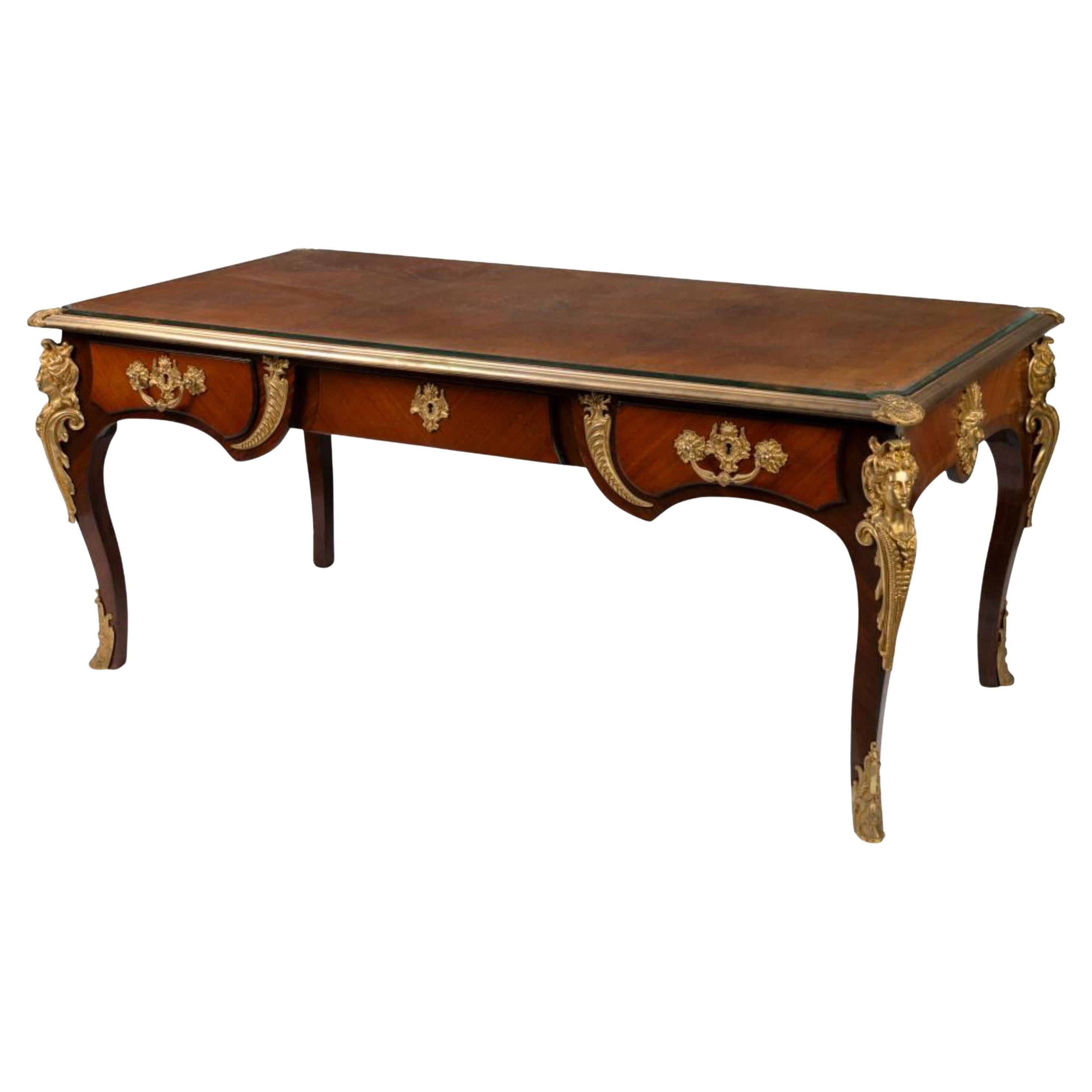 An Impressive Louis XV Style Gilt Bronze Mounted Bureau Plat, 19th/20th Century