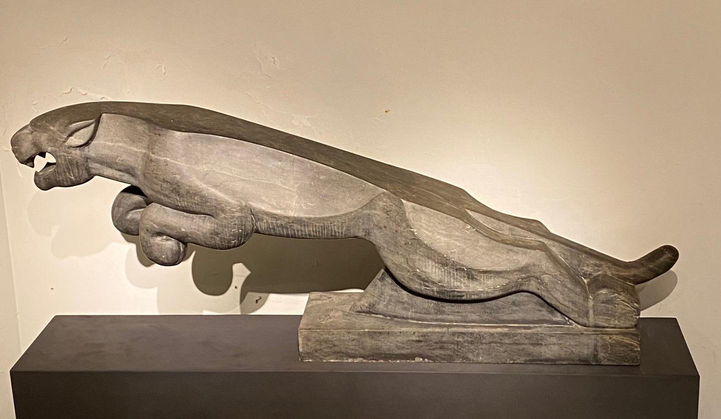 An impressive mid 20thC. life size Art Deco stone Jaguar. For Sale 4