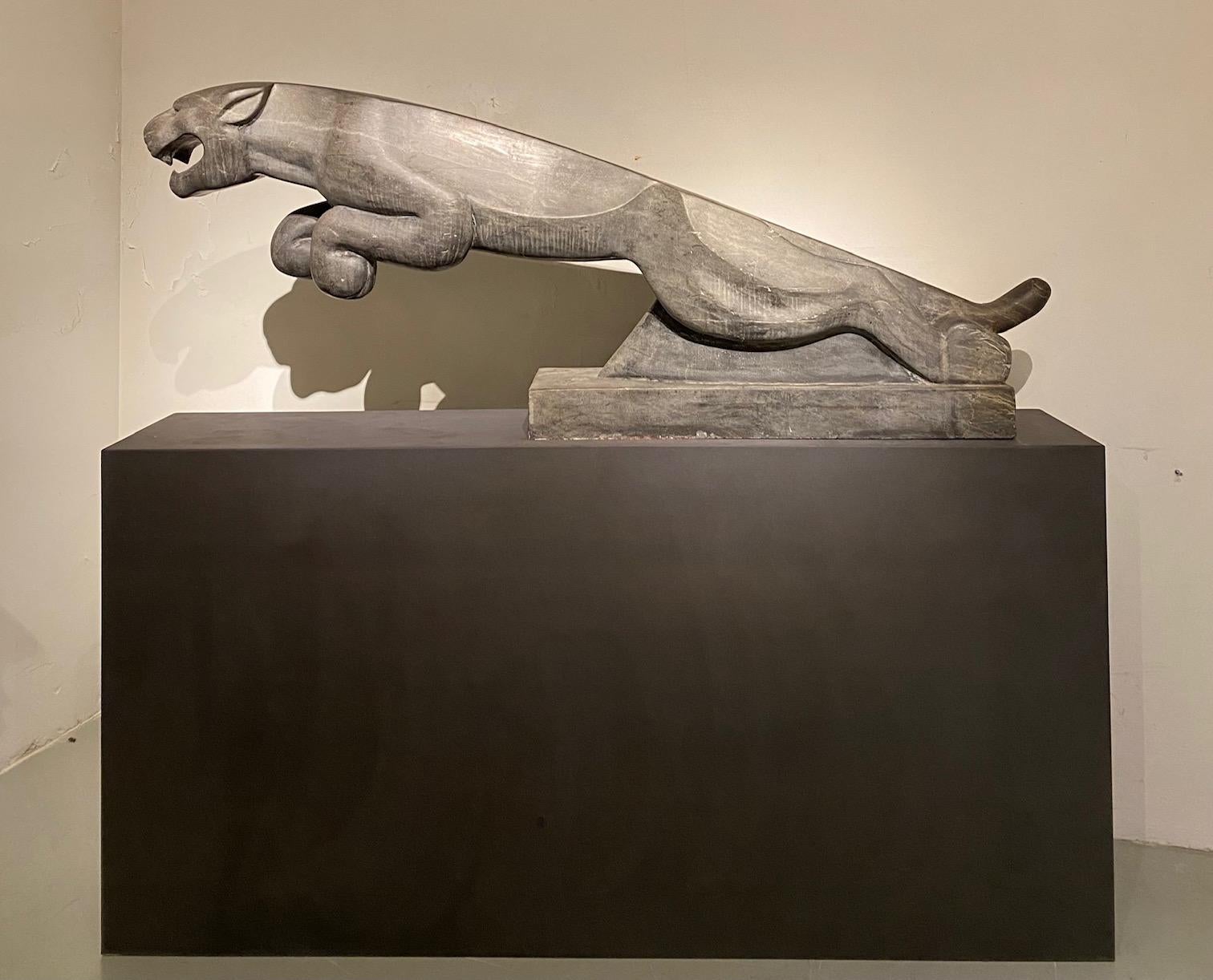 British An impressive mid 20thC. life size Art Deco stone Jaguar. For Sale
