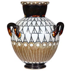 Eine beeindruckende Odetta Steinzeugvase von HB Quimper Bretagne Frankreich 1920er Jahre