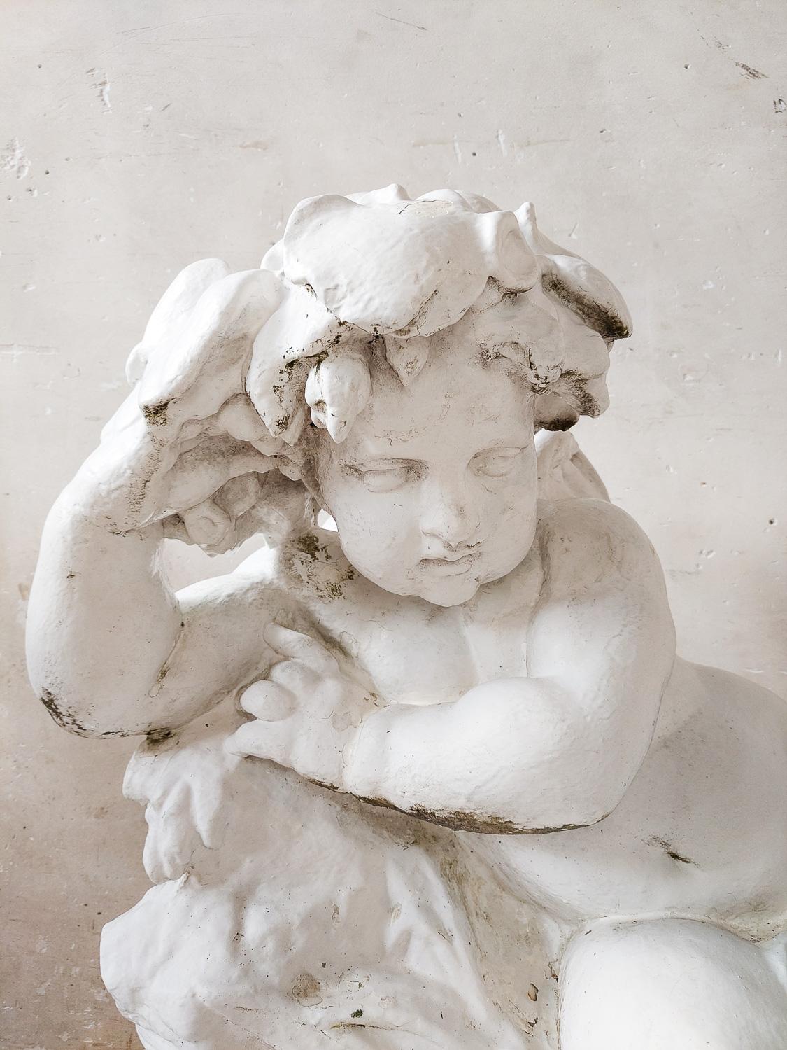 Impressive Pair of 19th Century Monumental Sized Cast Iron Putti For Sale 9