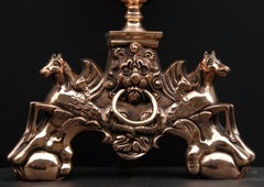 Impressive Pair of Brass Firedogs