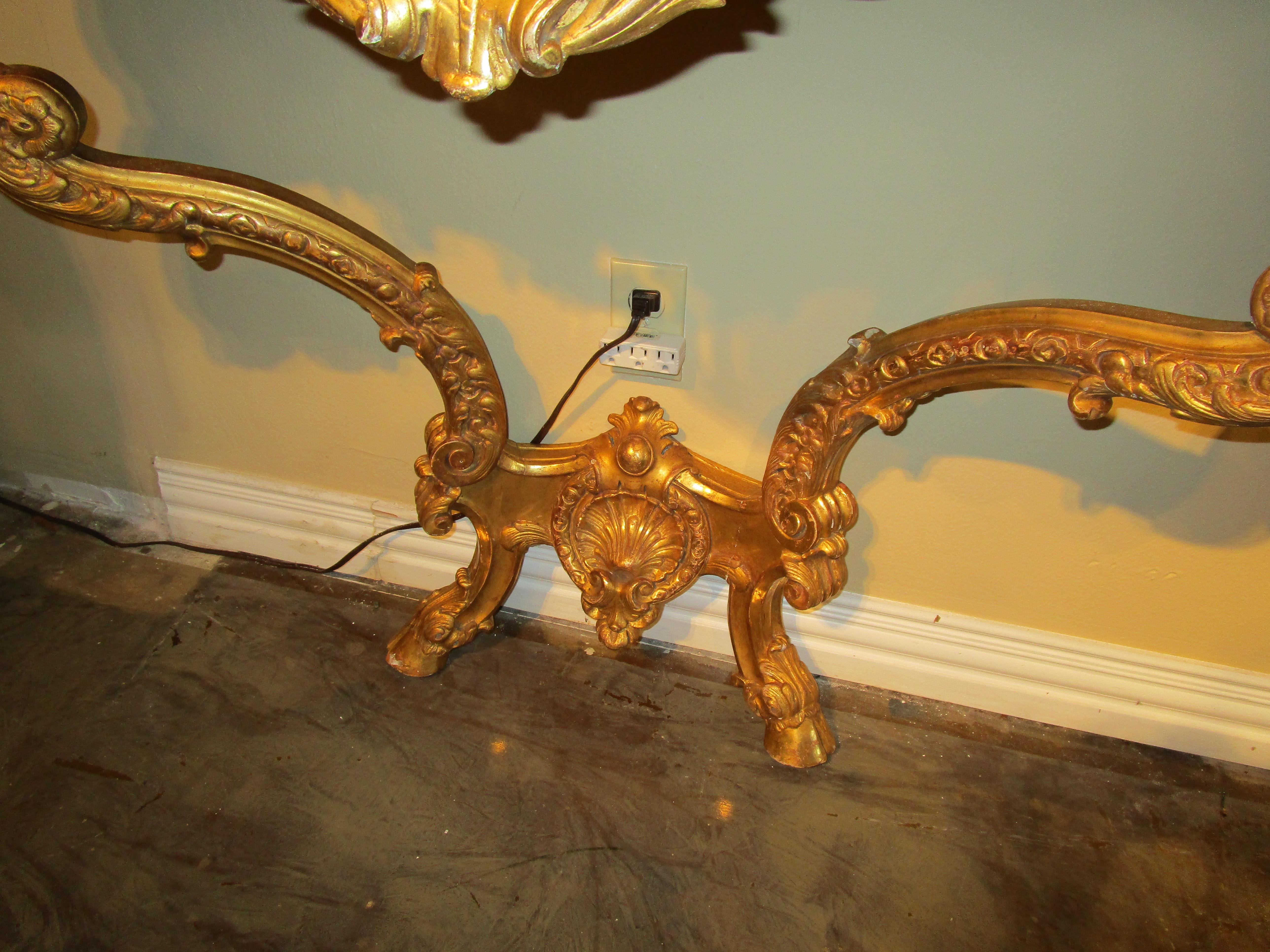 Impressive Pair of Early 19th Century French Louis XV Gilt Consoles 5