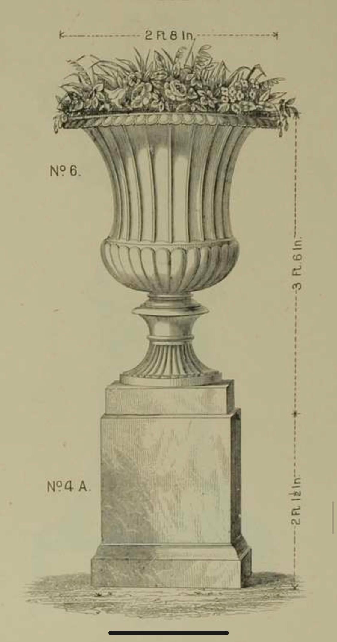 19th Century Impressive Pair of Handyside Cast Iron Garden Urns For Sale