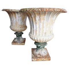 Antique Impressive Pair of Handyside Cast Iron Garden Urns