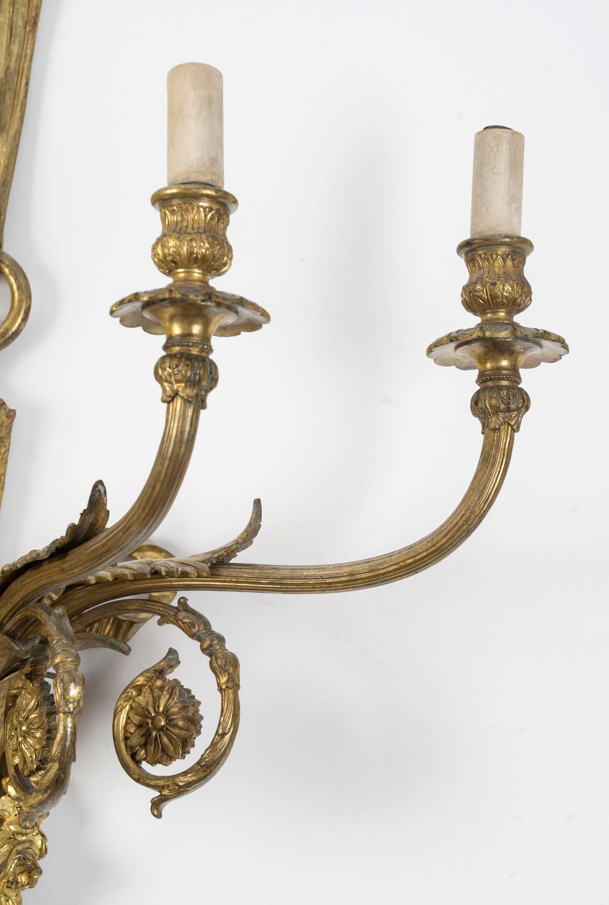 Impressionante coppia di appliques in ormù in stile Luigi XVI, XIX secolo. In condizioni buone in vendita a Saint-Ouen, FR