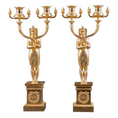 Impressive Pair of "Retour D'egypte" Style Bronze French Candelabra, ca. 1850