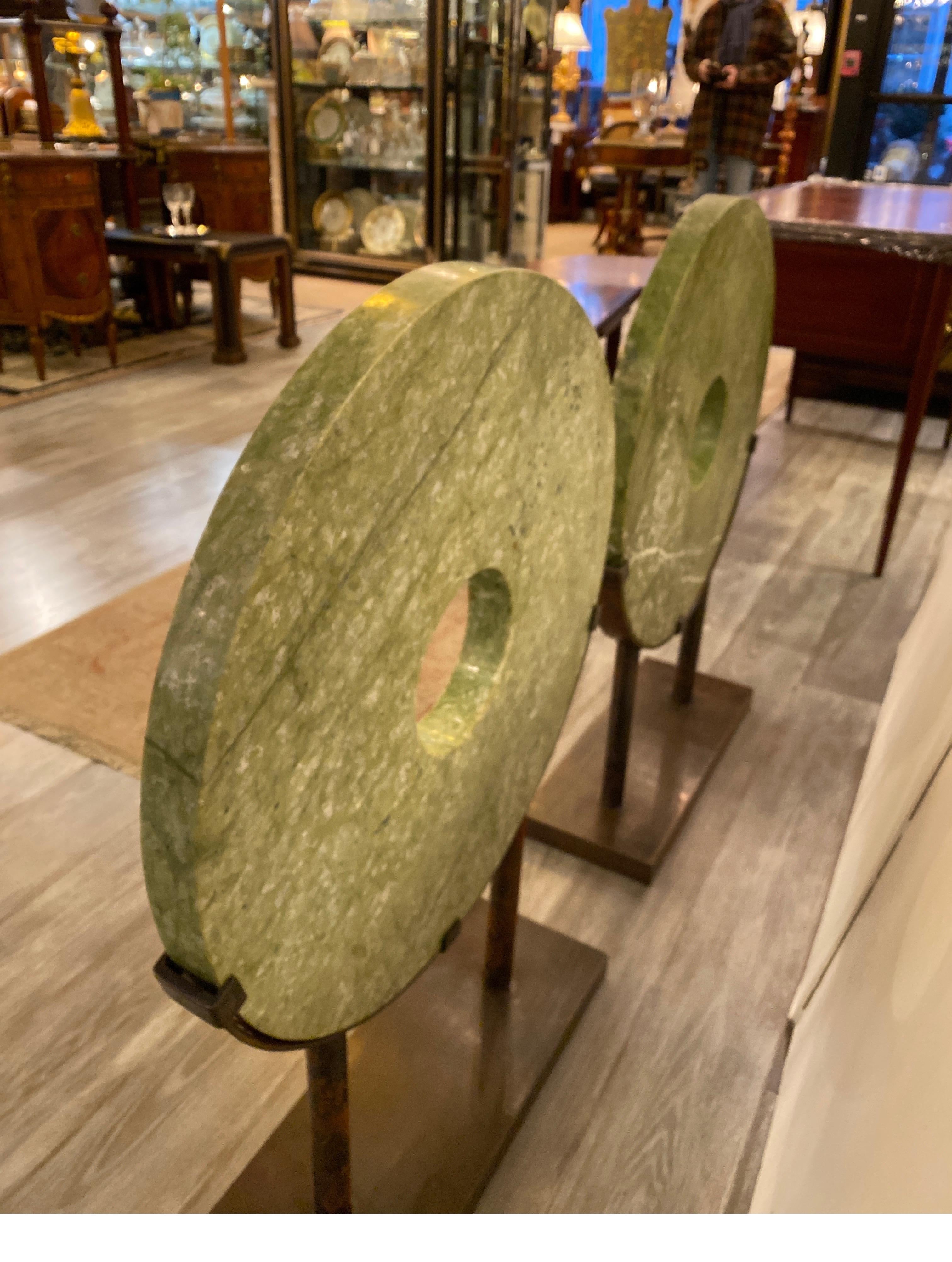 Impressive Pair of Round Hardstone Archaistic Sculptures For Sale 9