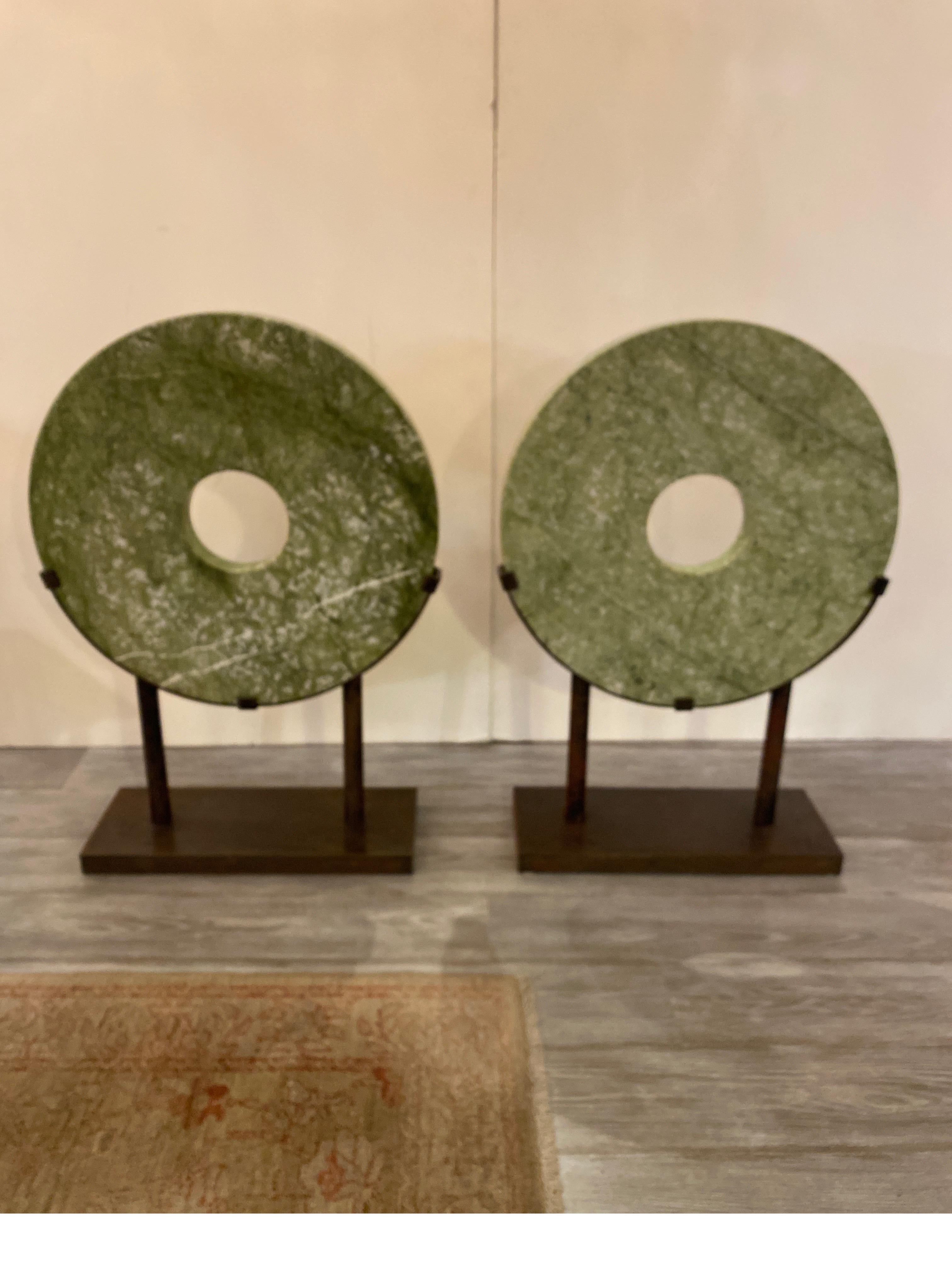 Impressive Pair of Round Hardstone Archaistic Sculptures For Sale 10