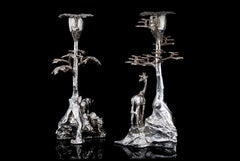 Impressive Pair of Safari Candlesticks