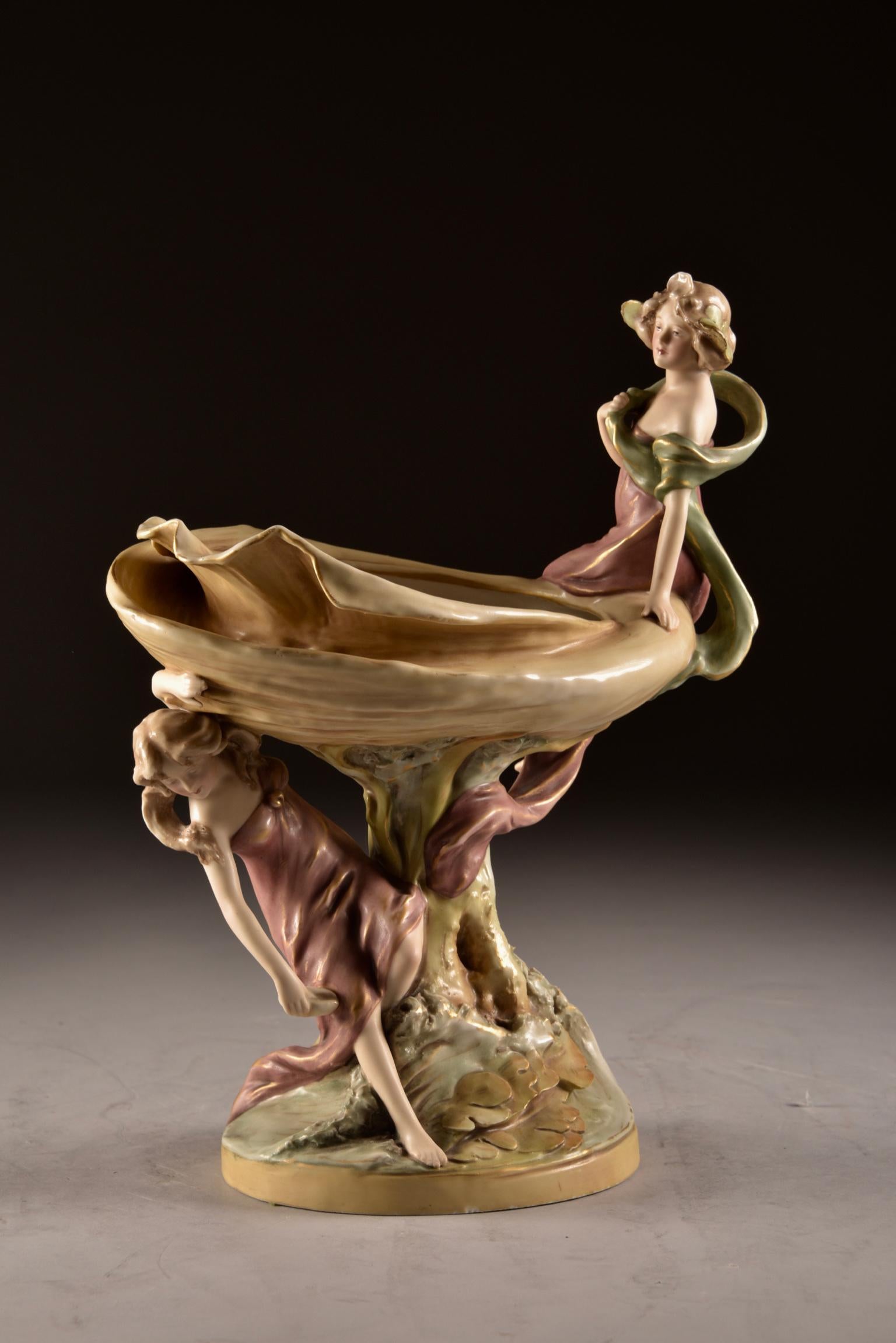 Czech Impressive Piece Royal Dux Bohemia, Art Nouveau, Early 20th Century For Sale