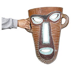 An Impressive Primitive Ceramic Mask by Les Potiers D'Accolay France 1970's