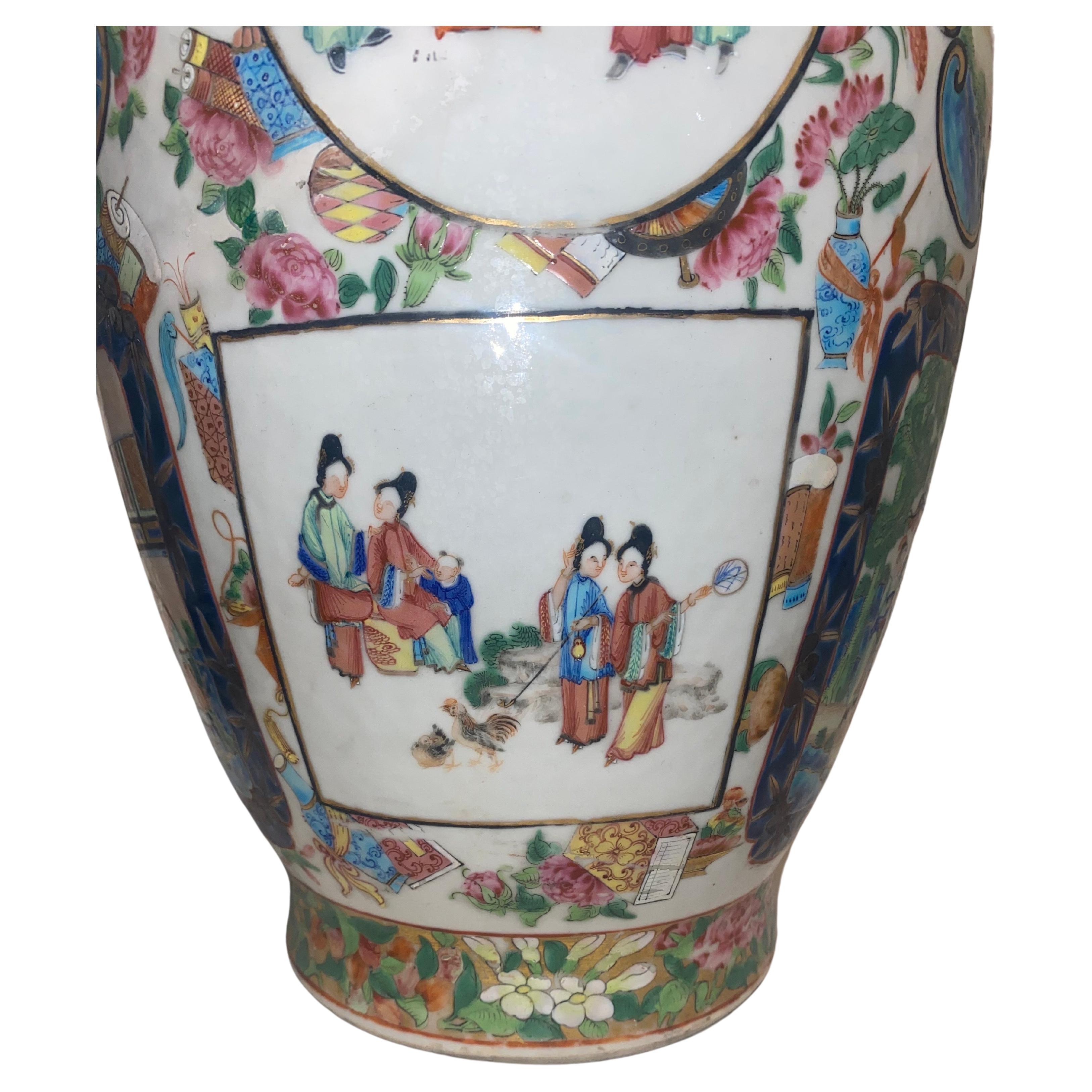 An Impressive Quality Pair Cantonese Famille Rose Medallion Vases 19th Century For Sale 4