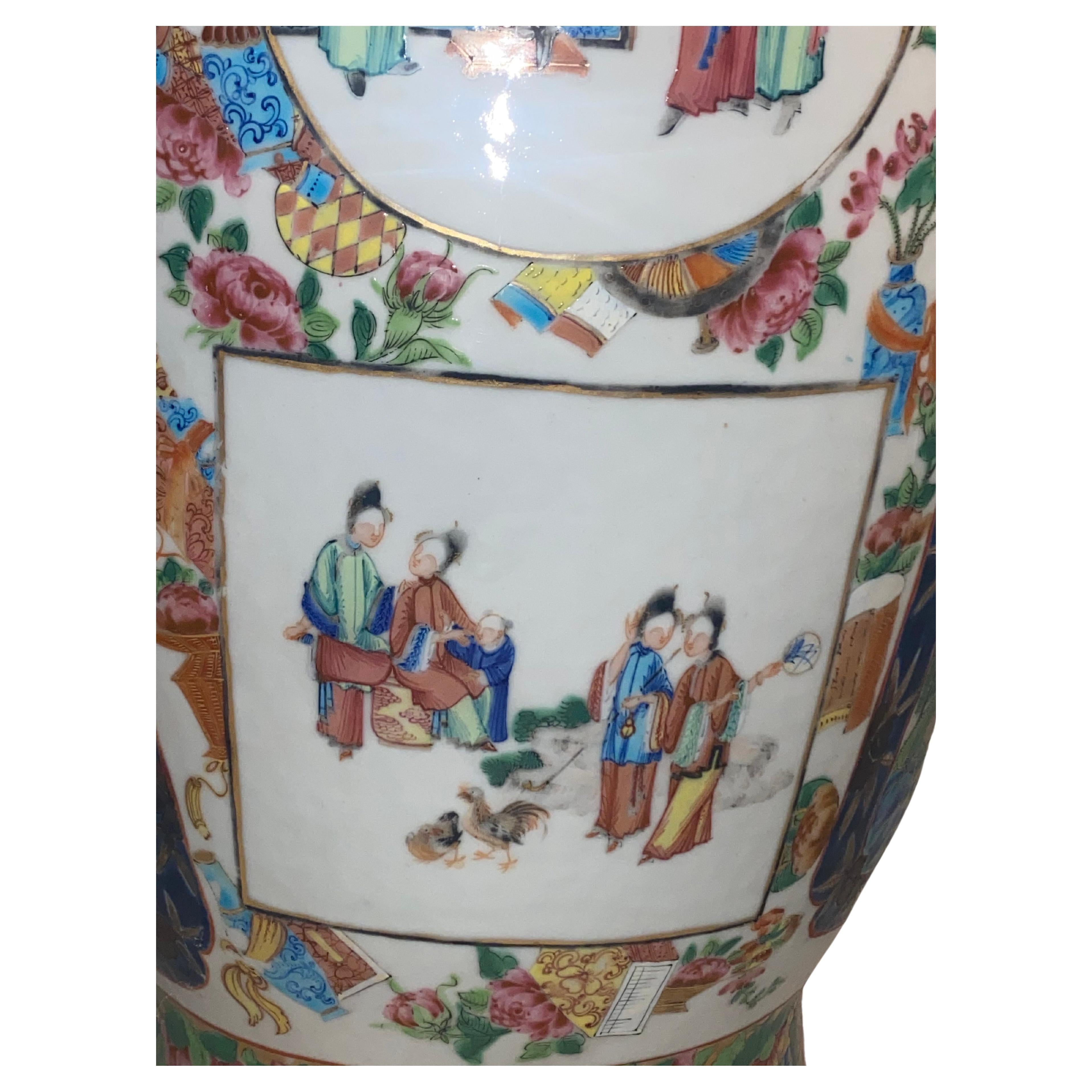 An Impressive Quality Pair Cantonese Famille Rose Medallion Vases 19th Century For Sale 7