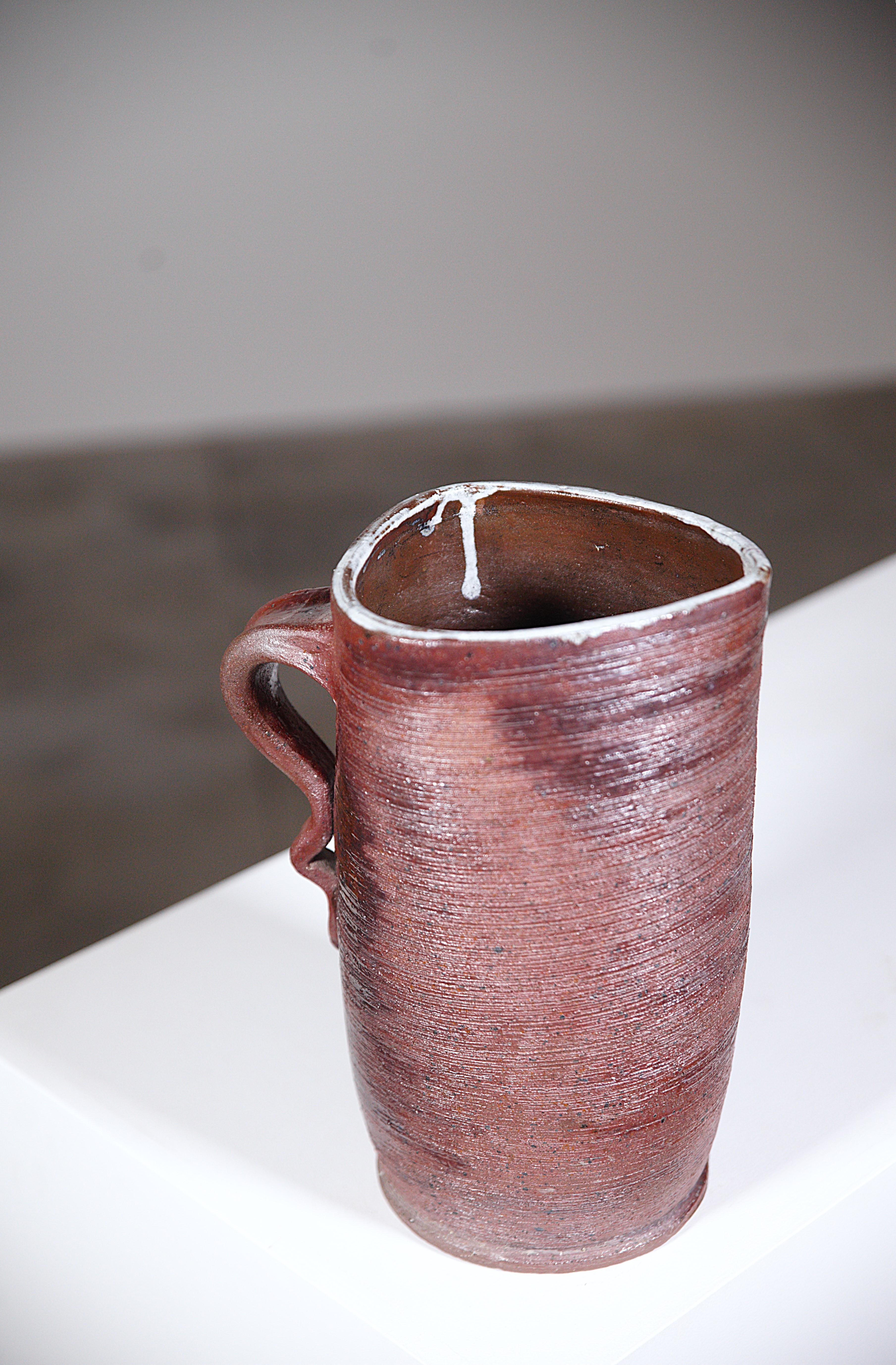 An Impressive Rustic Stoneware Pitcher by Cécile Dein Brittany Fance 1960's For Sale 6