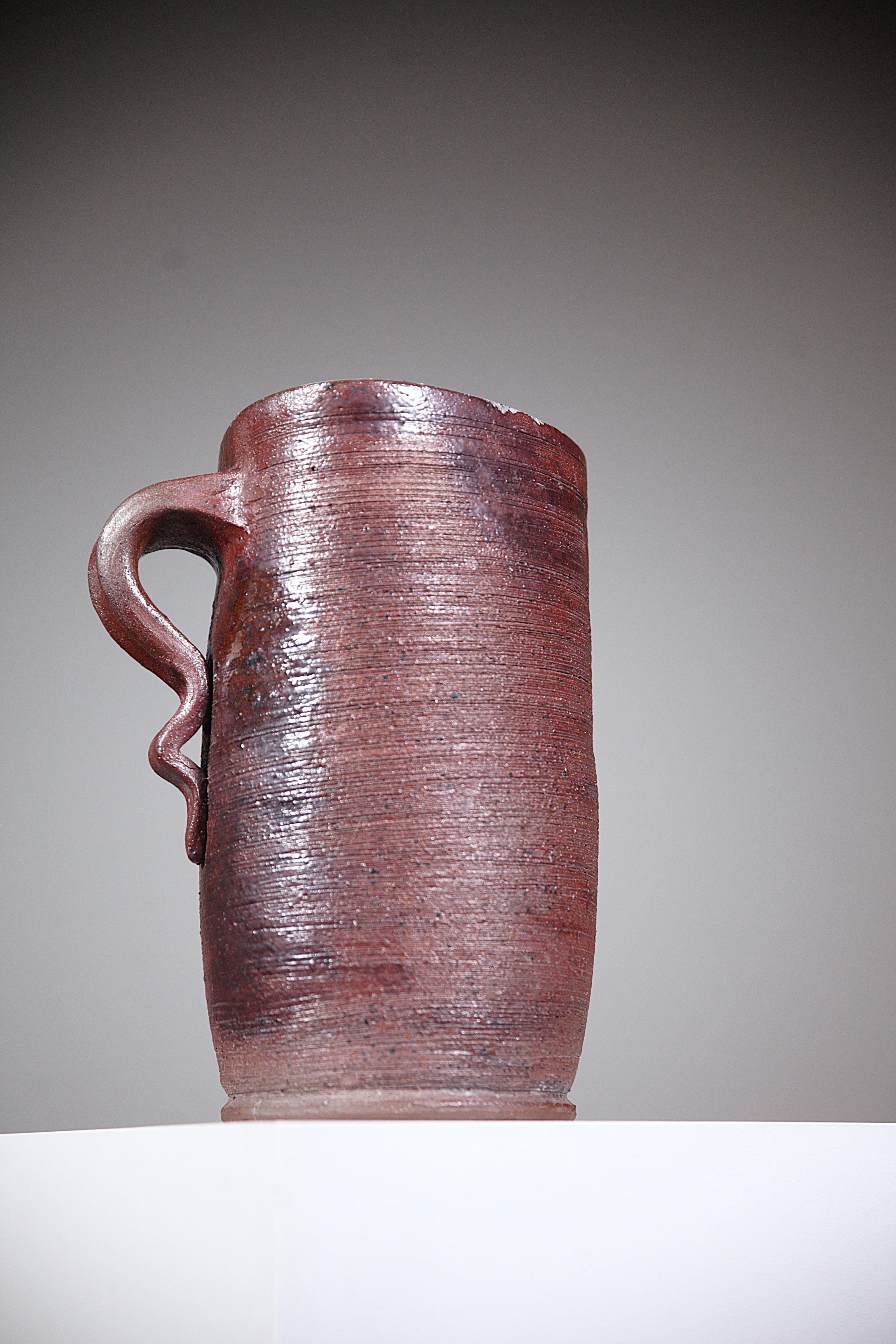 An Impressive Rustic Stoneware Pitcher by Cécile Dein Brittany Fance 1960's For Sale 8