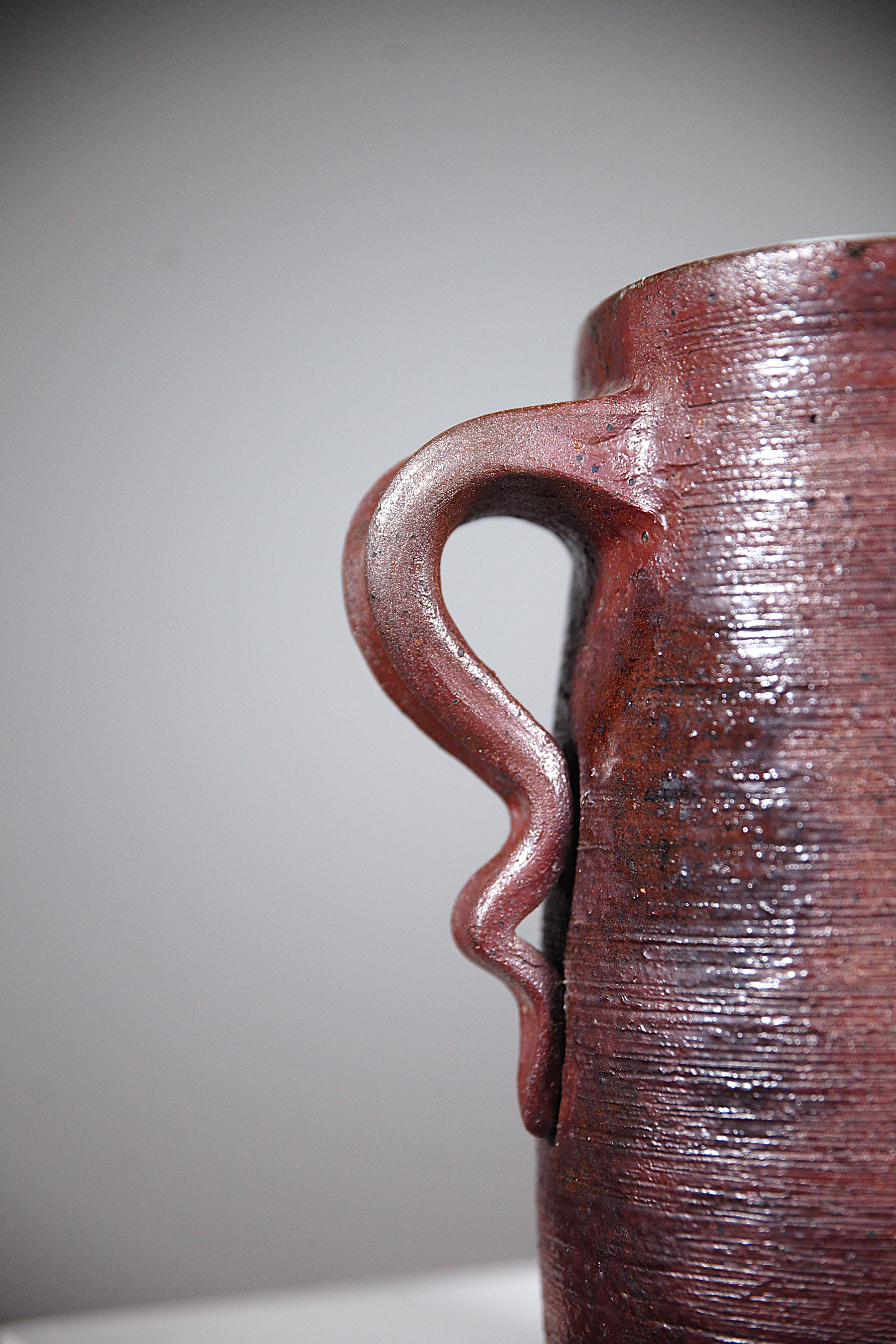 An Impressive Rustic Stoneware Pitcher by Cécile Dein Brittany Fance 1960's For Sale 2